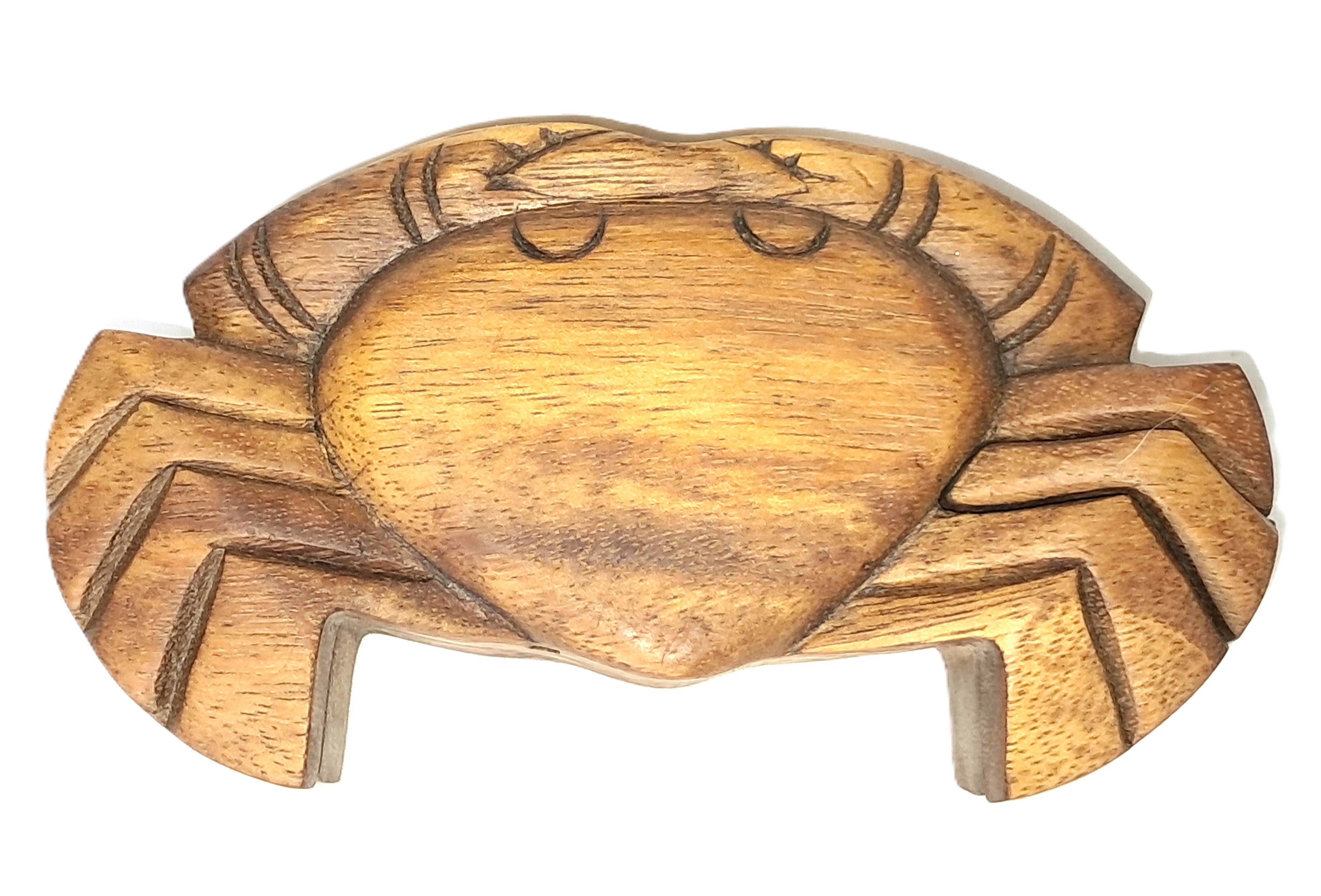 Crab puzzle jewelry box, wood carving