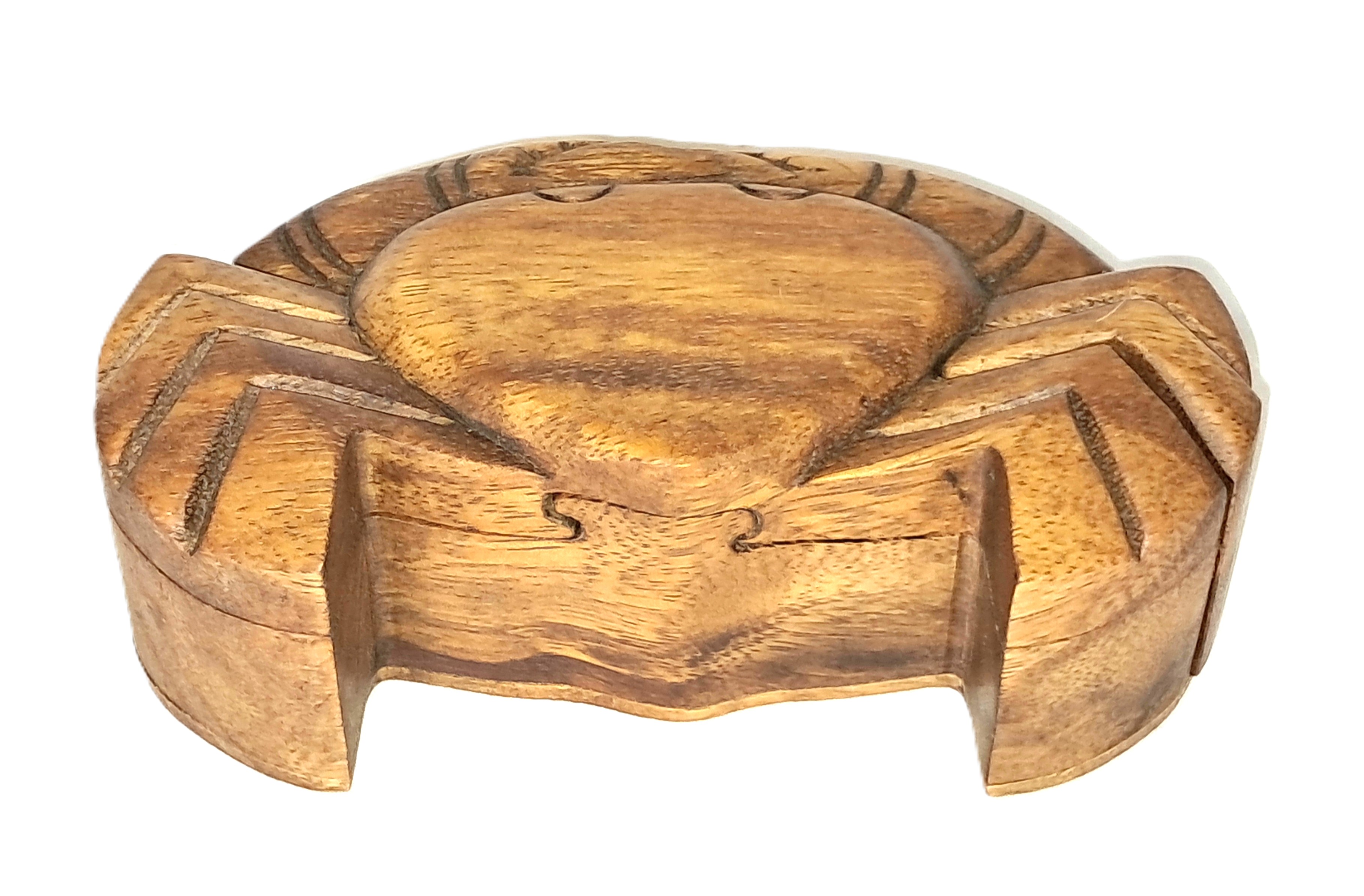 Crab puzzle jewelry box, wood carving