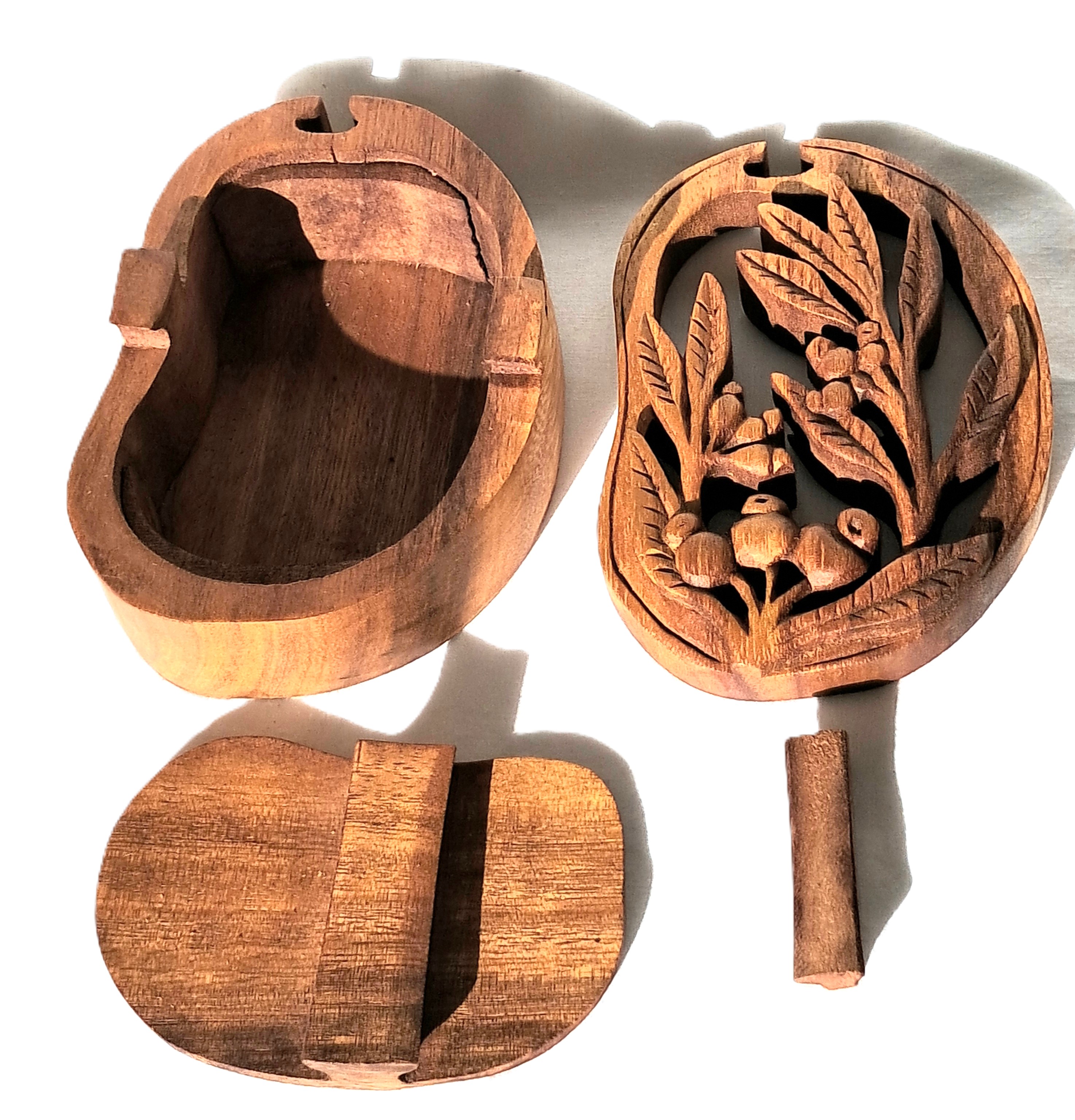Coffee puzzle jewelry box, wood carving