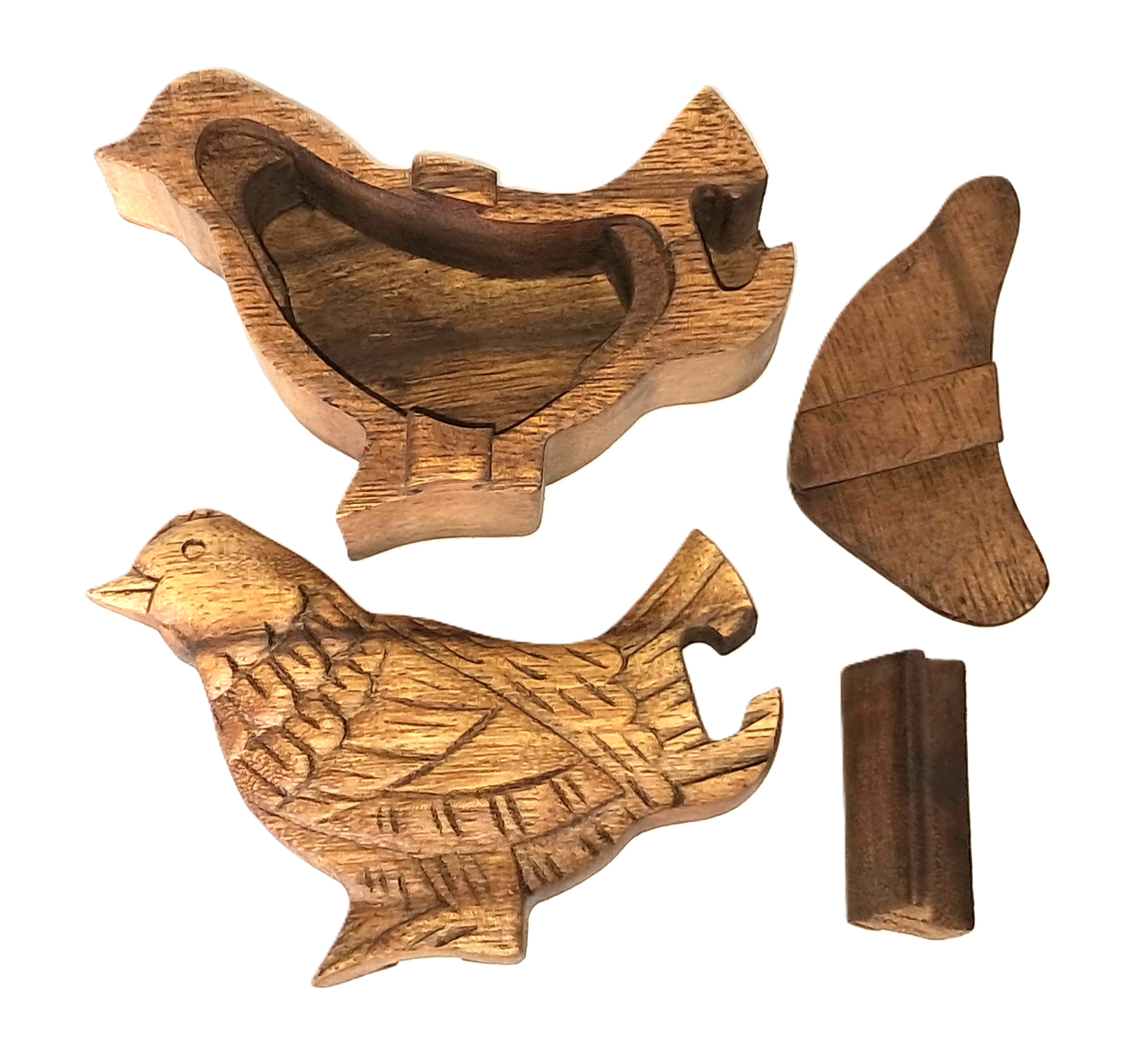 Chicken puzzle jewelry box, wood carving