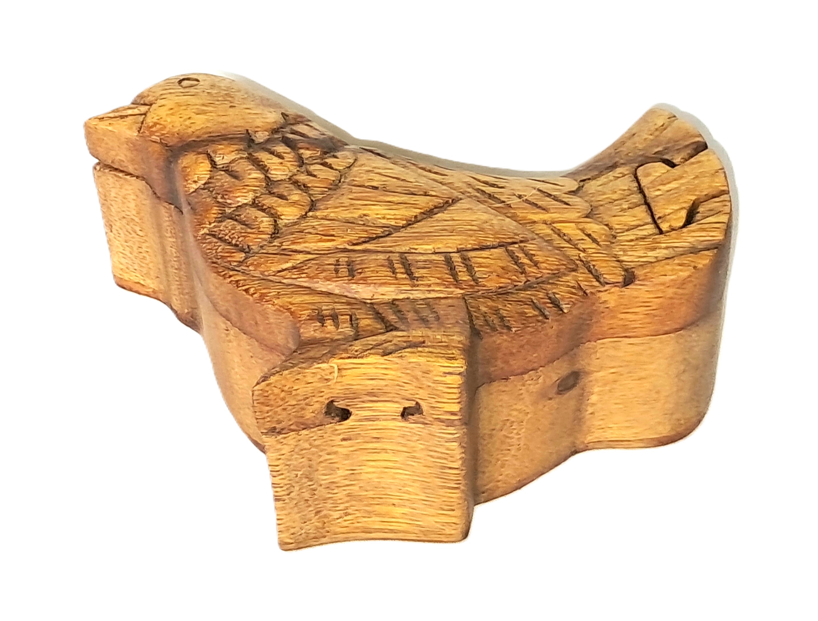 Chicken puzzle jewelry box, wood carving