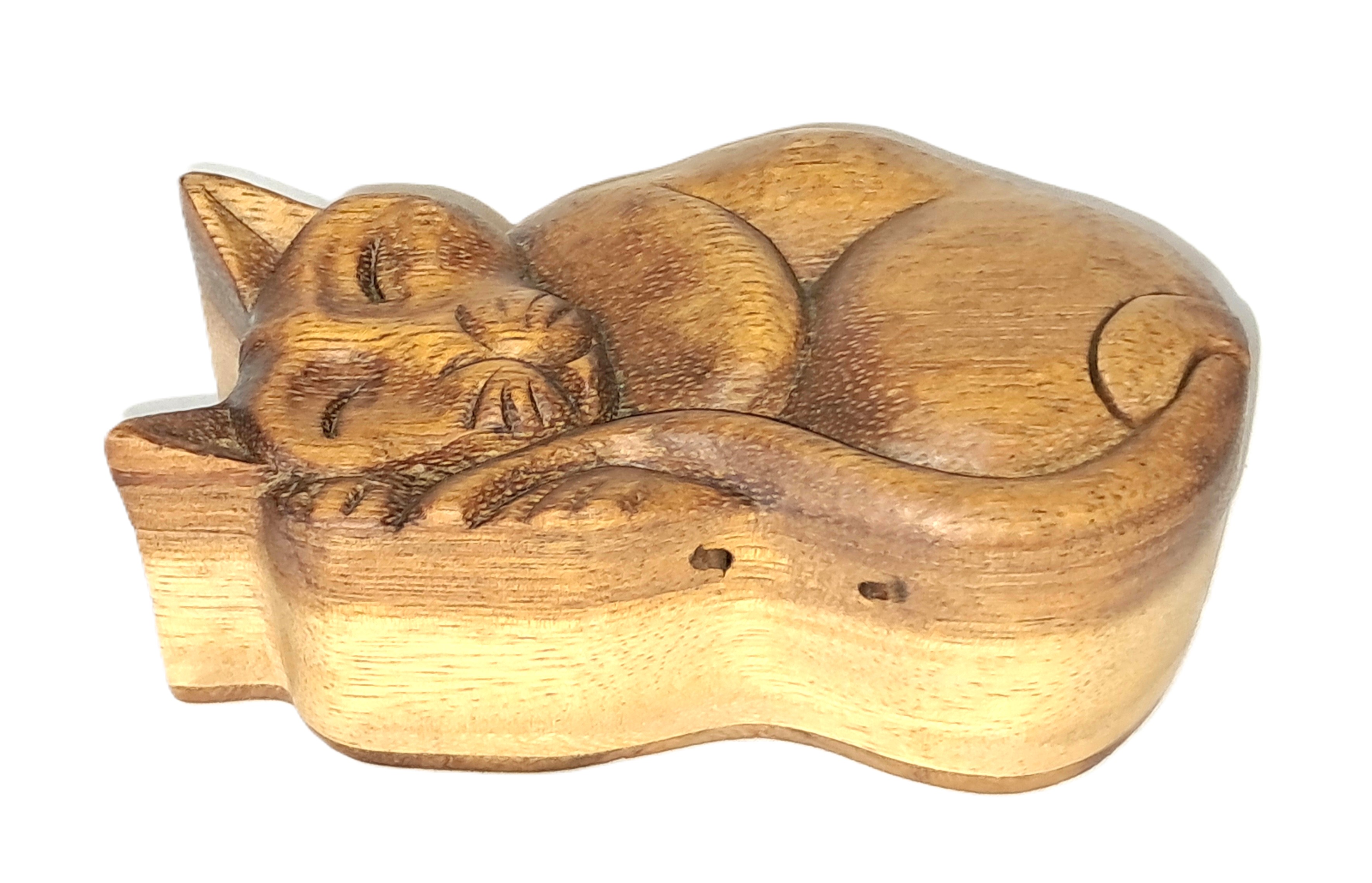 cat puzzle jewelry box, wood carving (#bxCtHst)