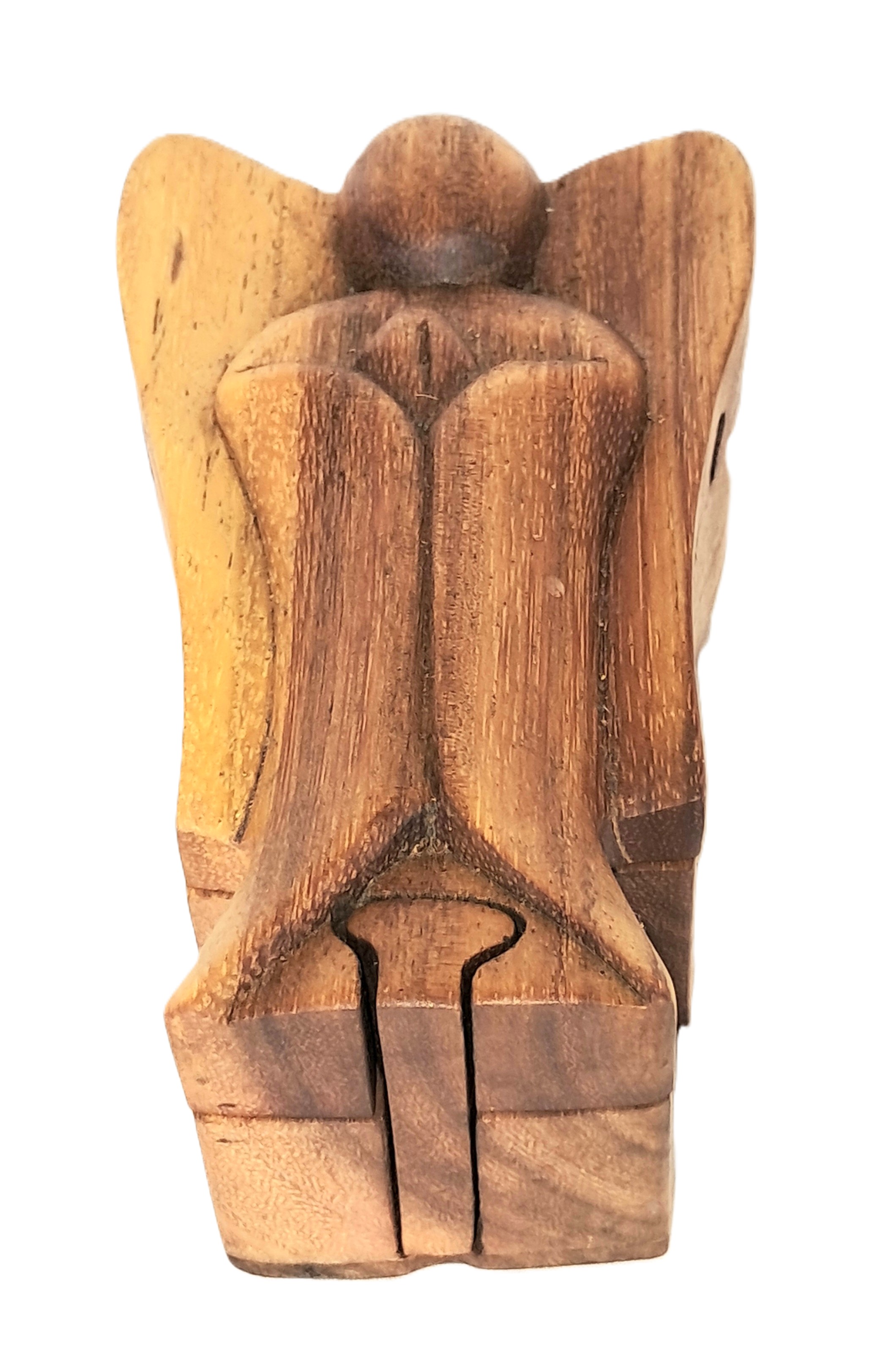 Angel puzzle jewelry box, wood carving.