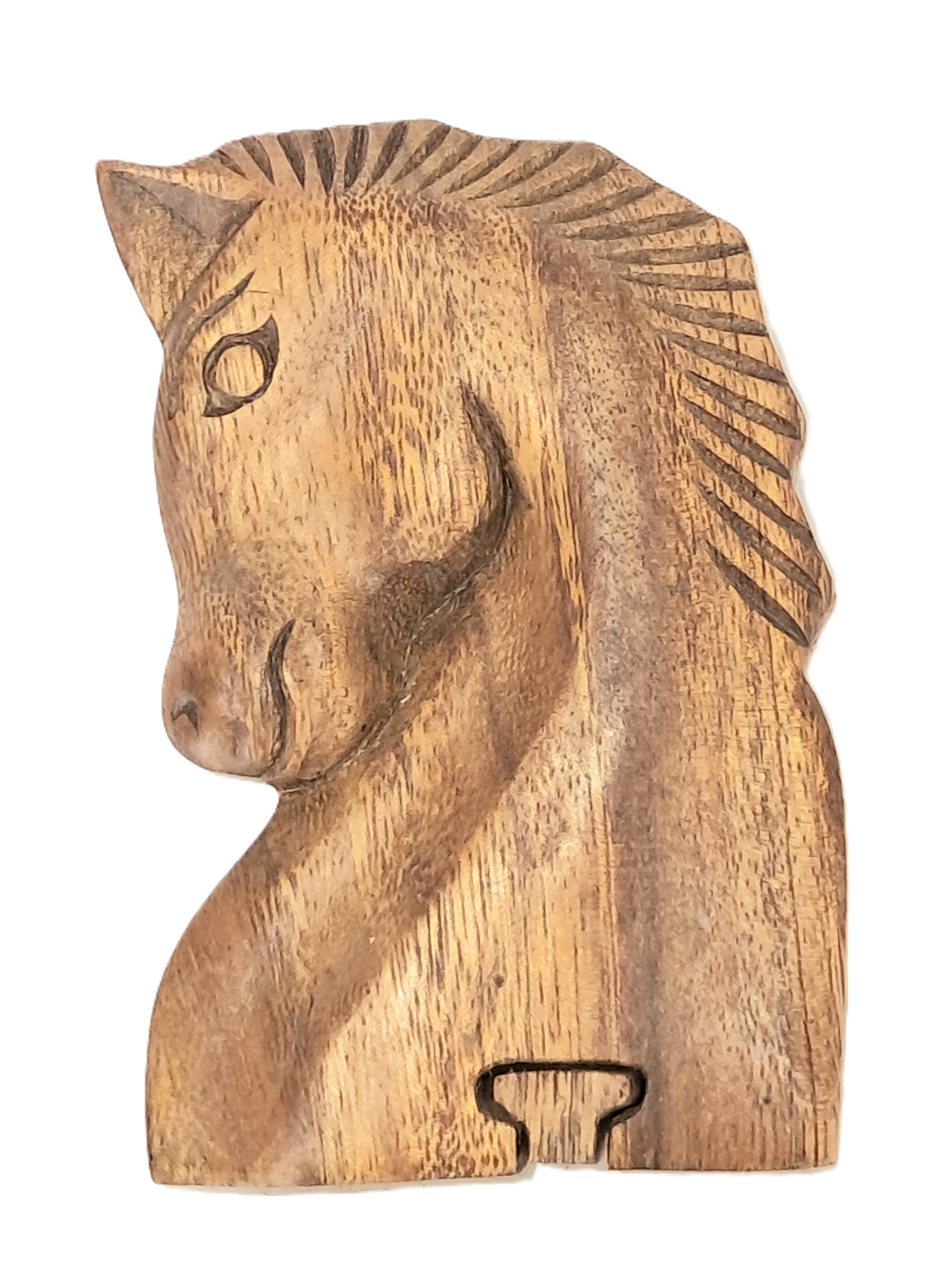 Horse puzzle jewelry box, wood carving.