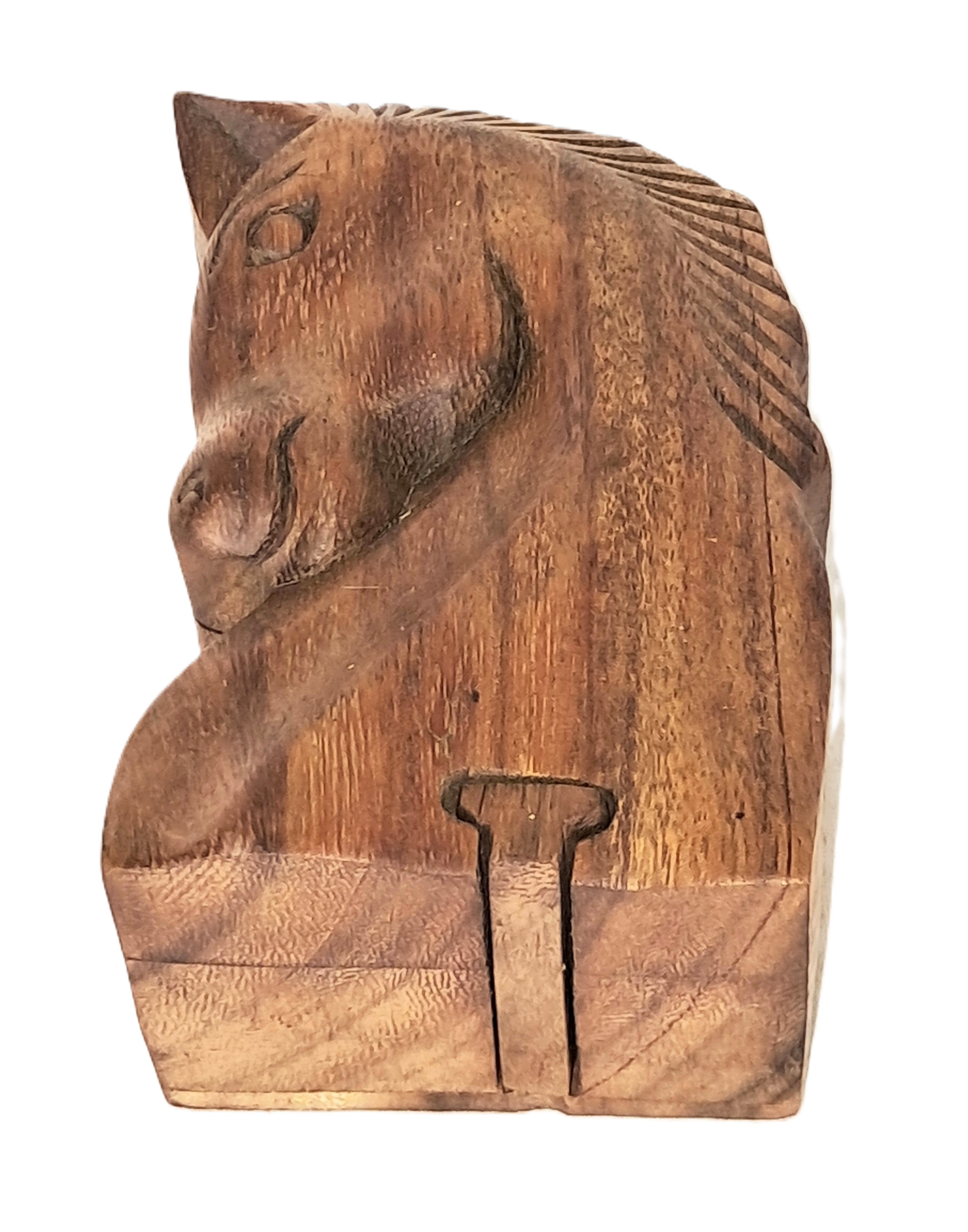 Horse puzzle jewelry box, wood carving.