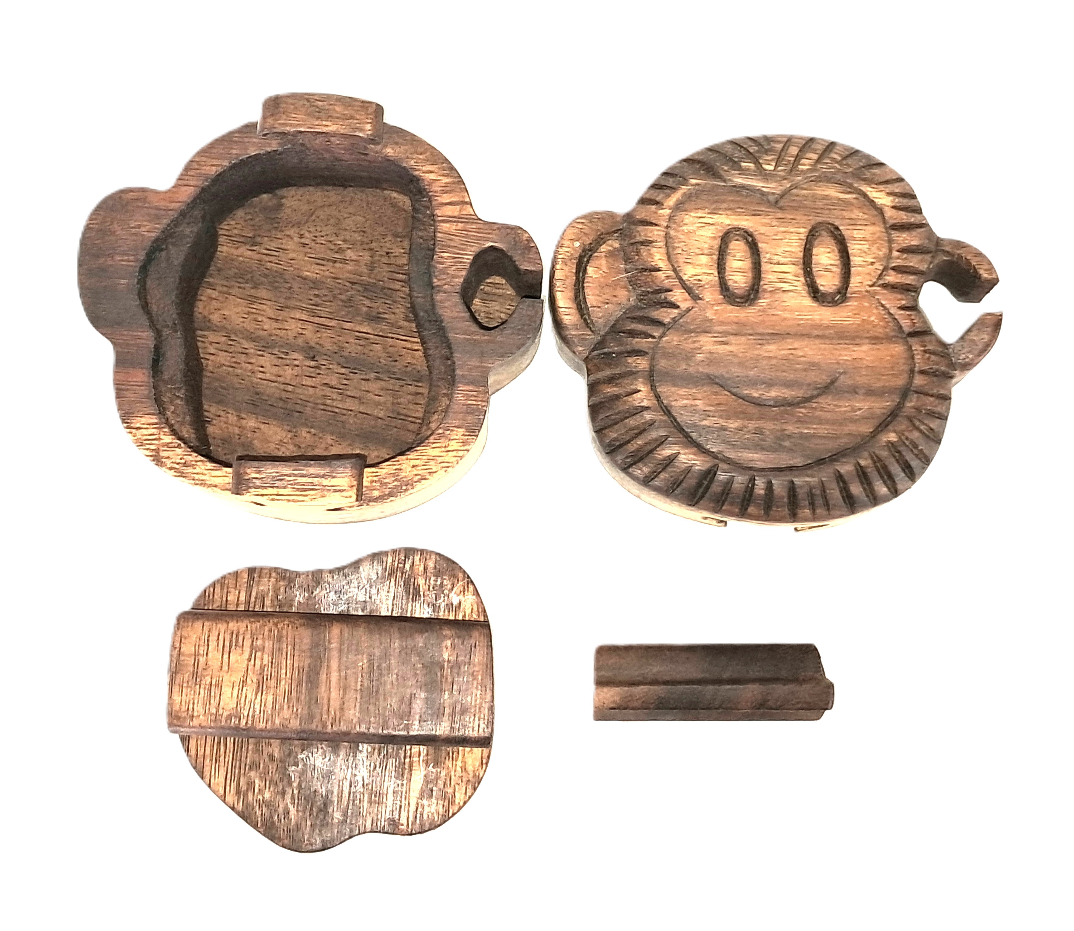monkey puzzle jewelry box, wood carving.