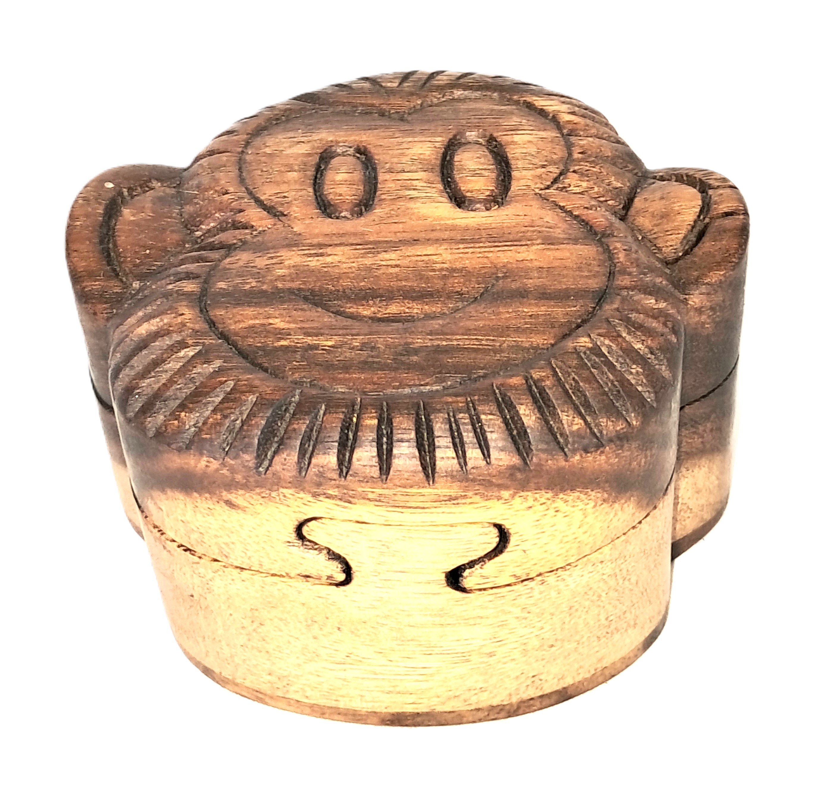 monkey puzzle jewelry box, wood carving.
