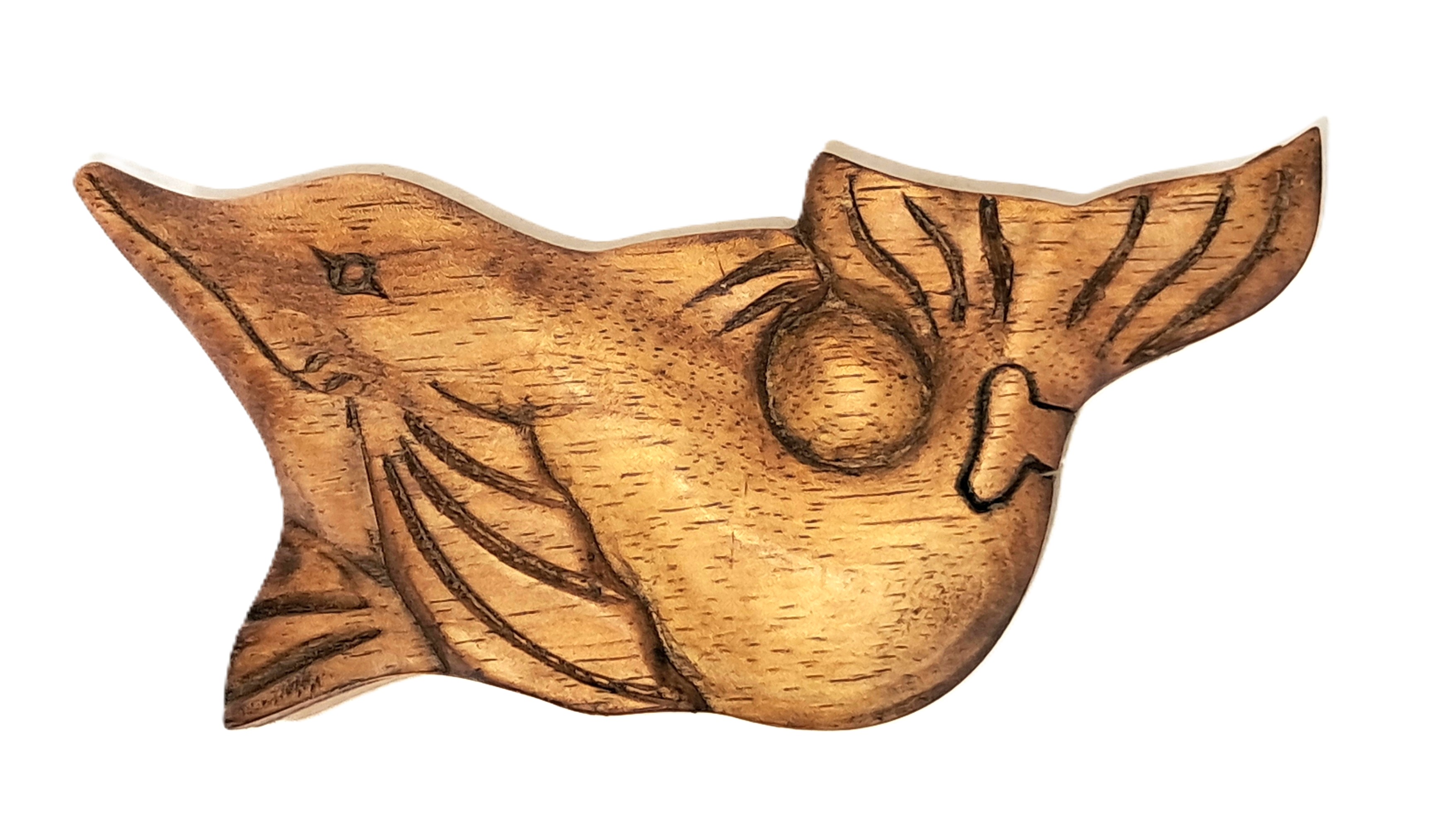 dolphin puzzle jewelry box wood carving (#bxDlf6)