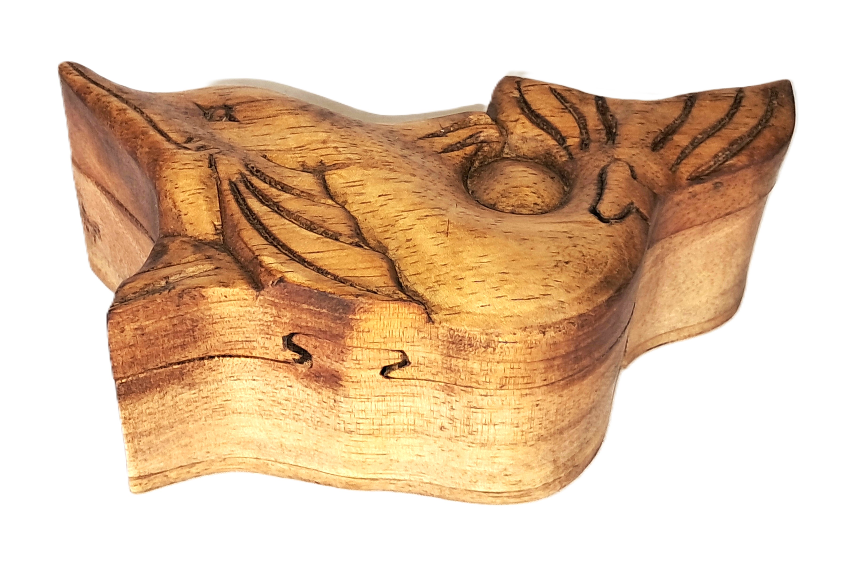 dolphin puzzle jewelry box wood carving (#bxDlf6)