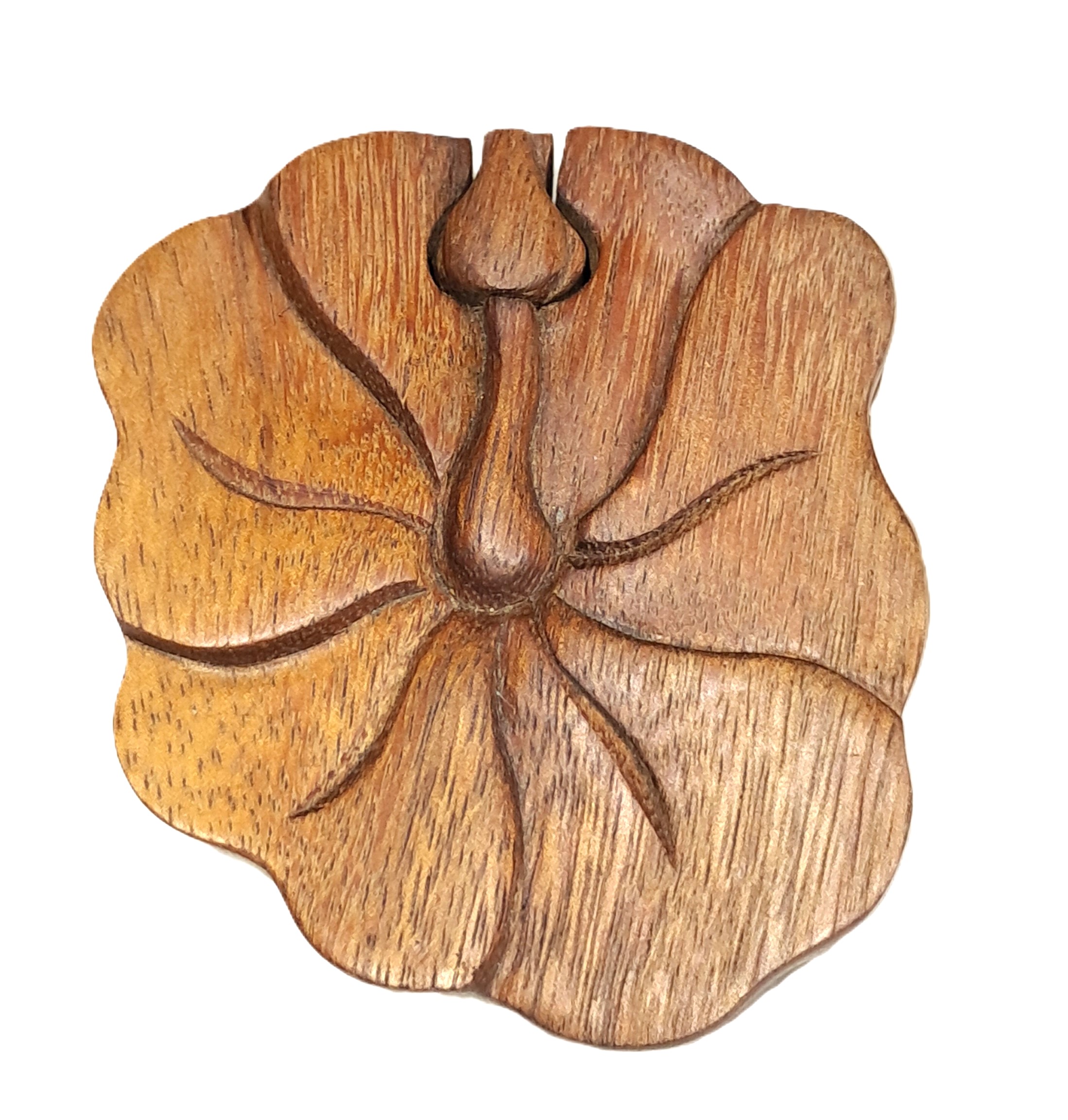 flower puzzle jewelry box, wood carving (#bxHbsc4.5). 