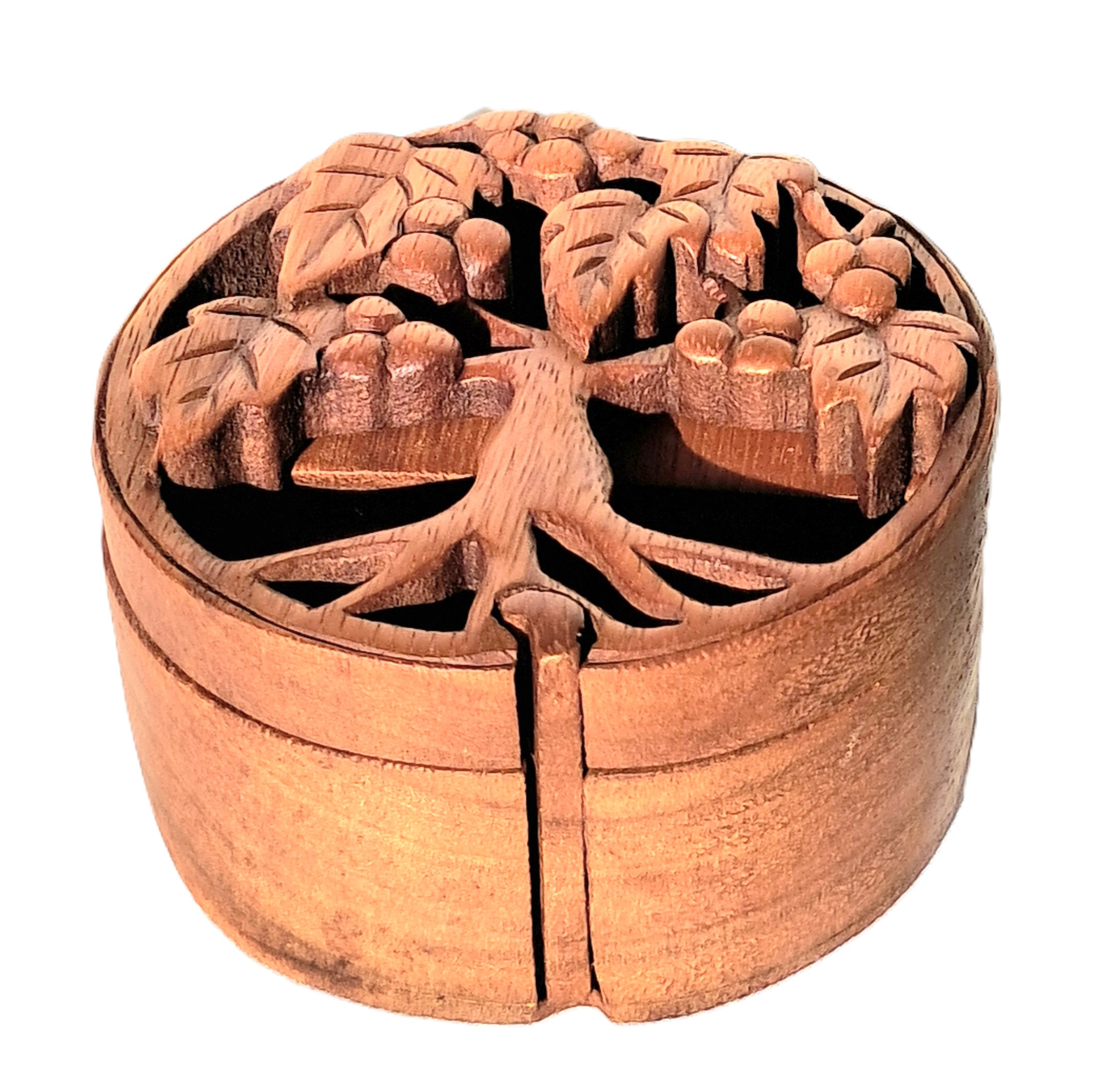 tree-of-life puzzle jewelry box, wood carving.