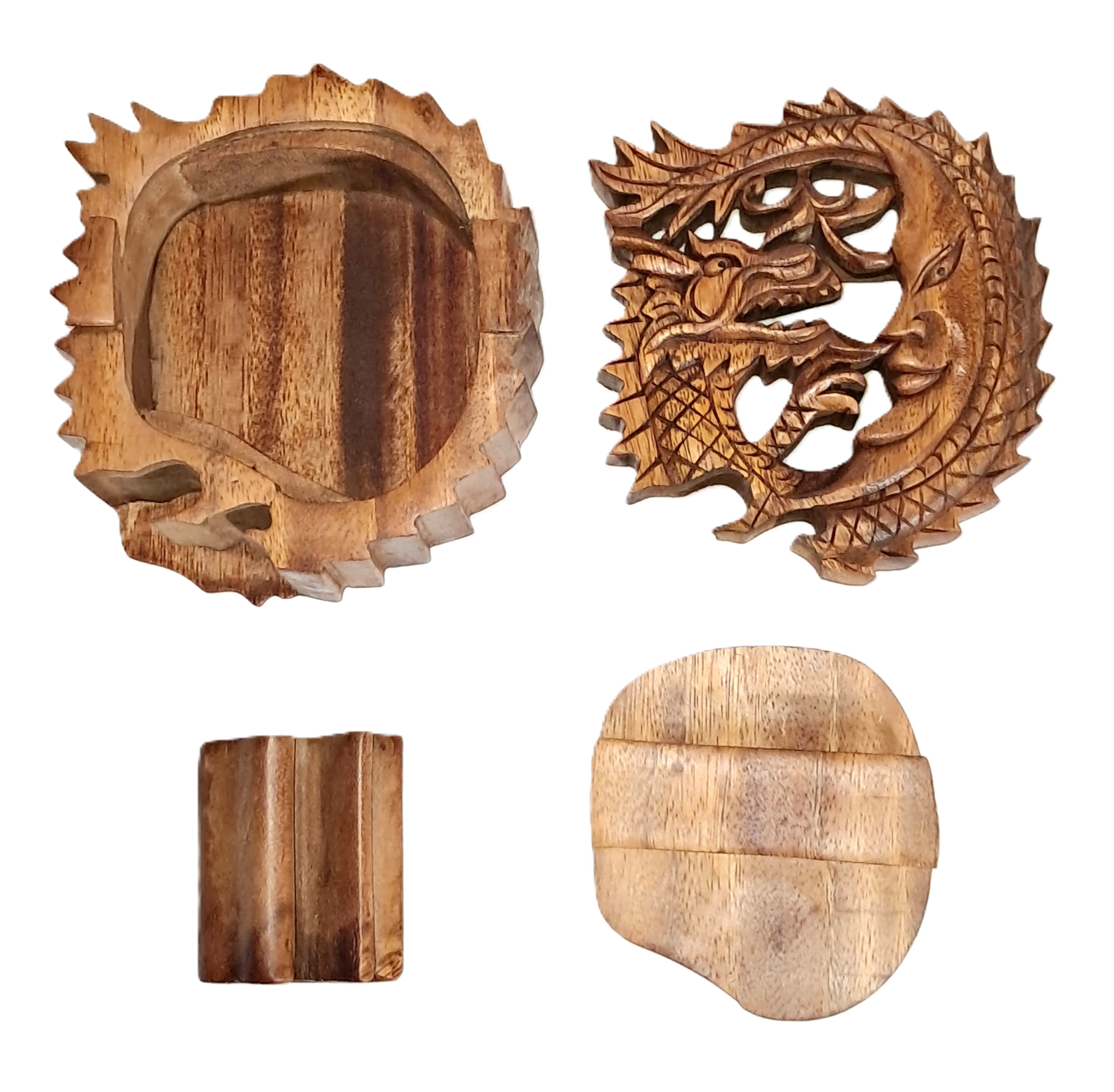 puzzle jewelry box with dragon-moon design.