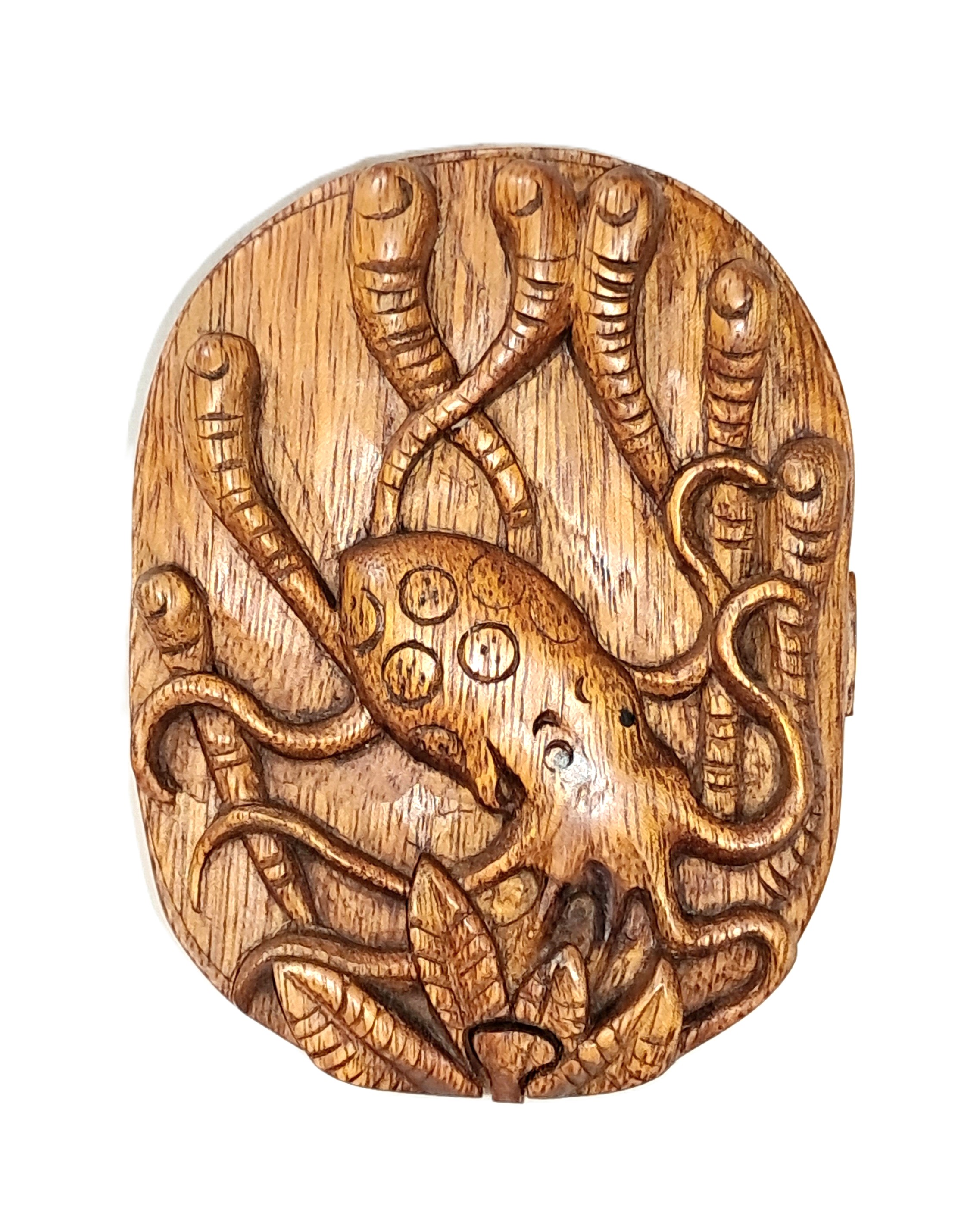 octopus puzzle jewelry box, wood carving.