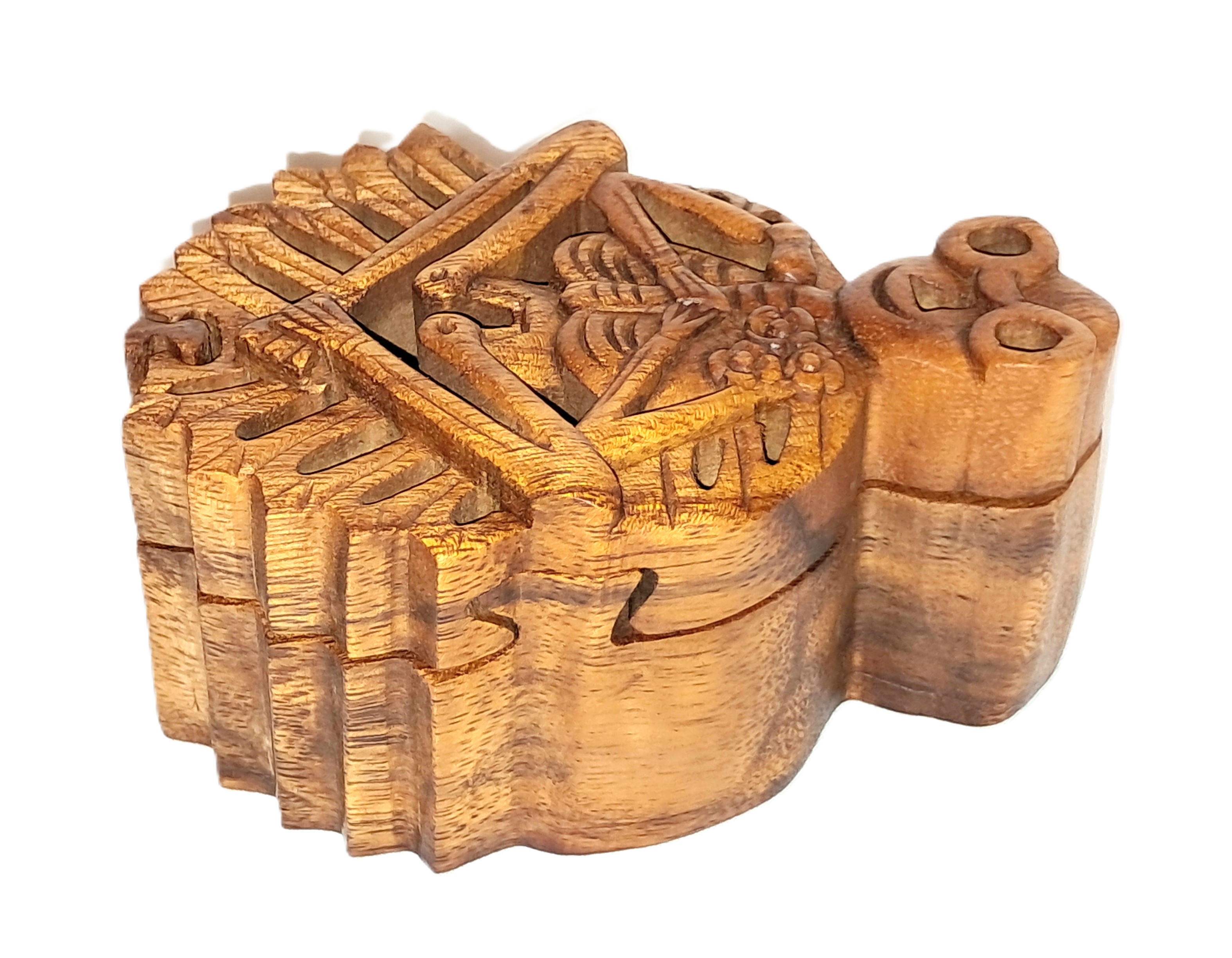skeleton puzzle jewelry box, wood carving.
