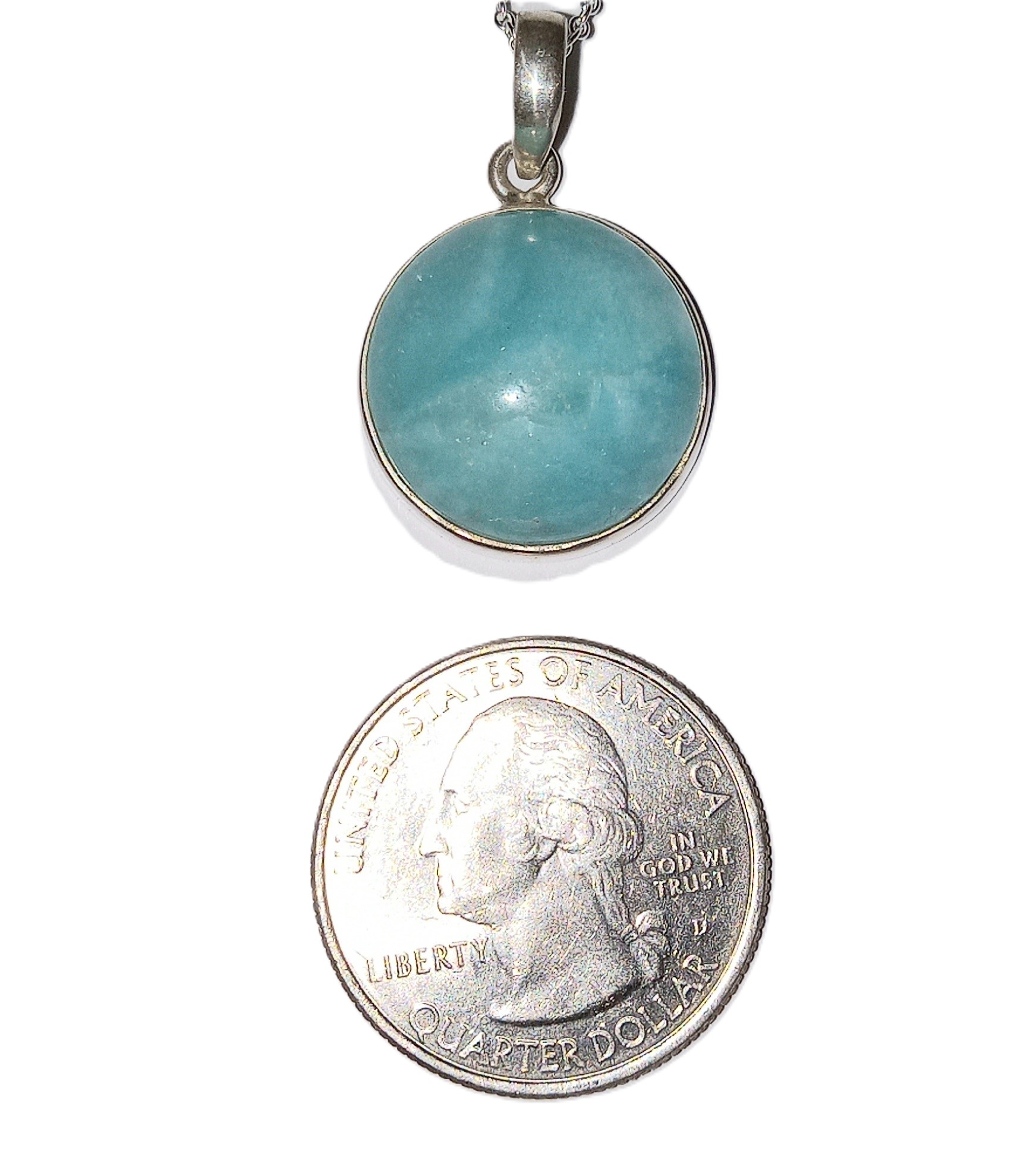 Amazonite pendant set in sterling silver.