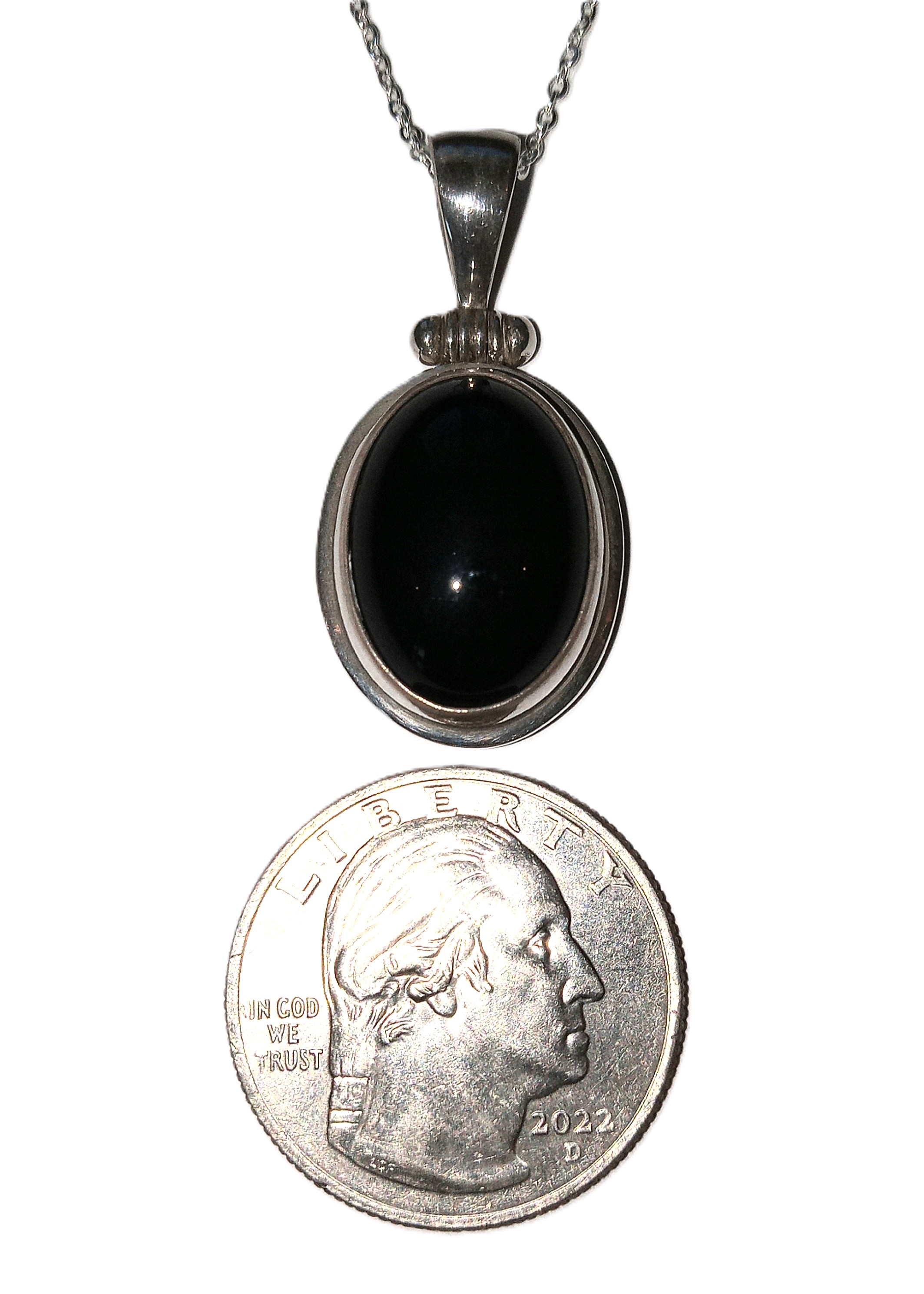 Black Onyx pendant set in sterling silver.