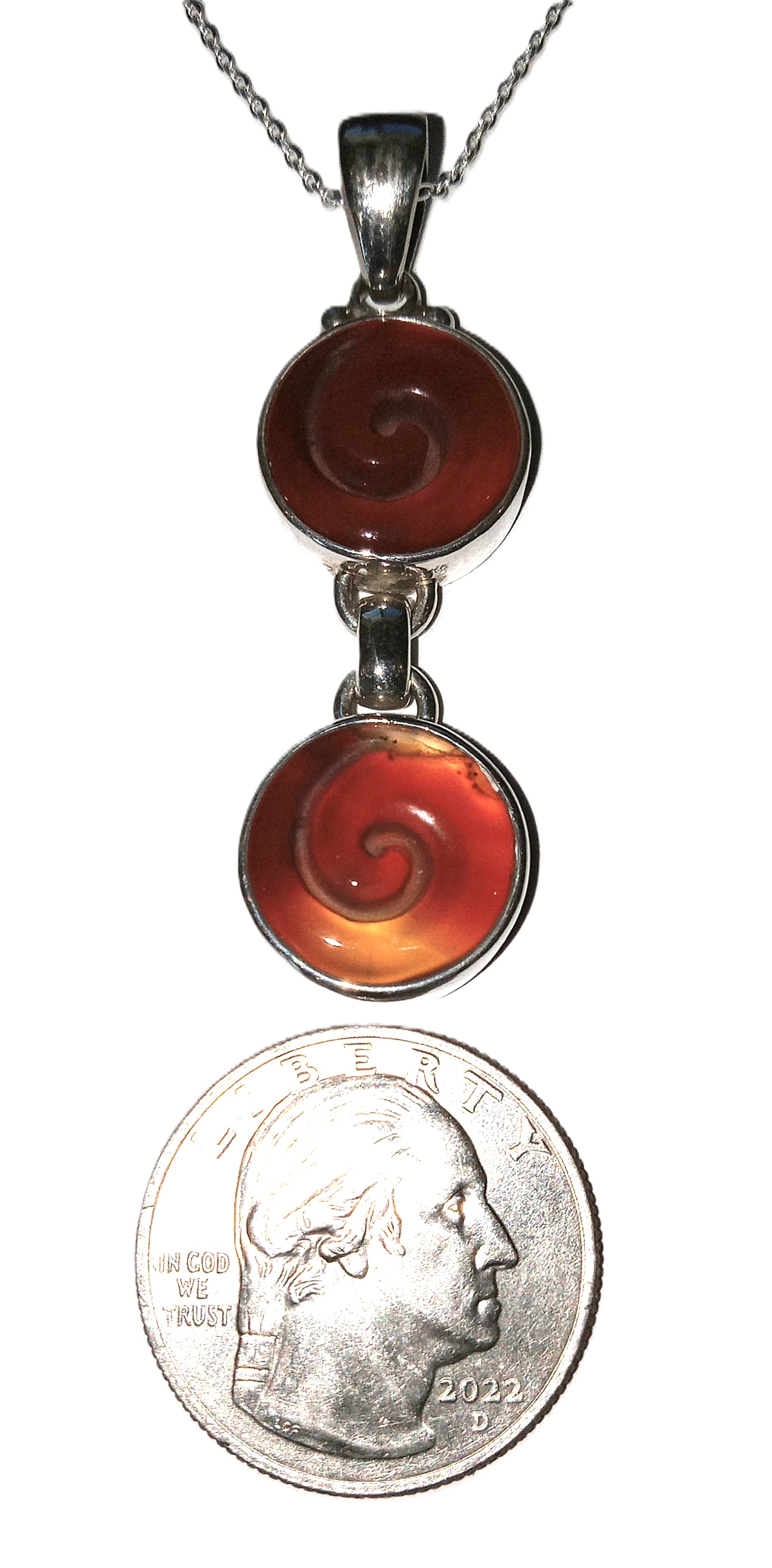 Carnelian pendant set in sterling silver.