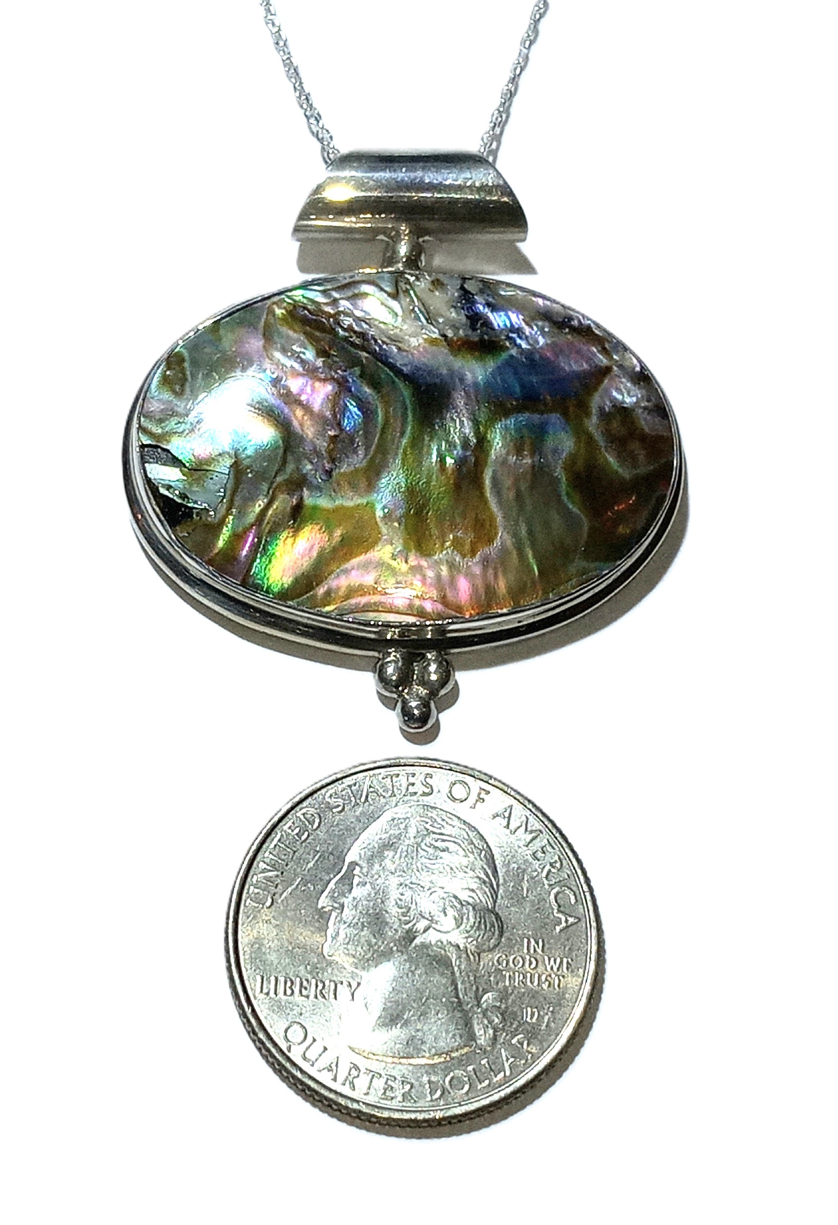Abalone pendant set in sterling silver.