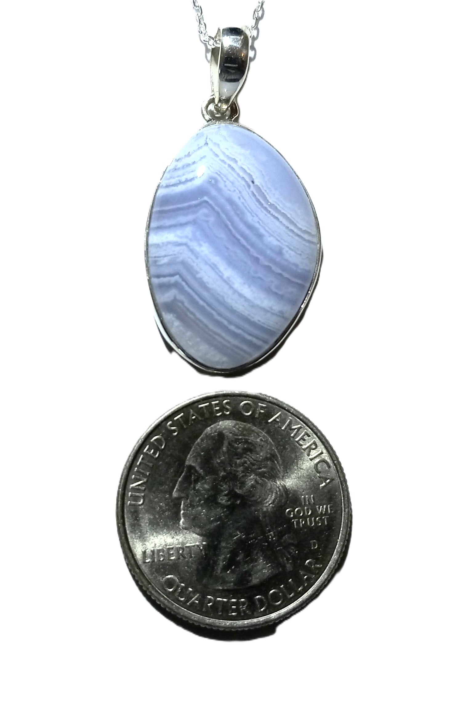 Blue Lace pendant in sterling silver.