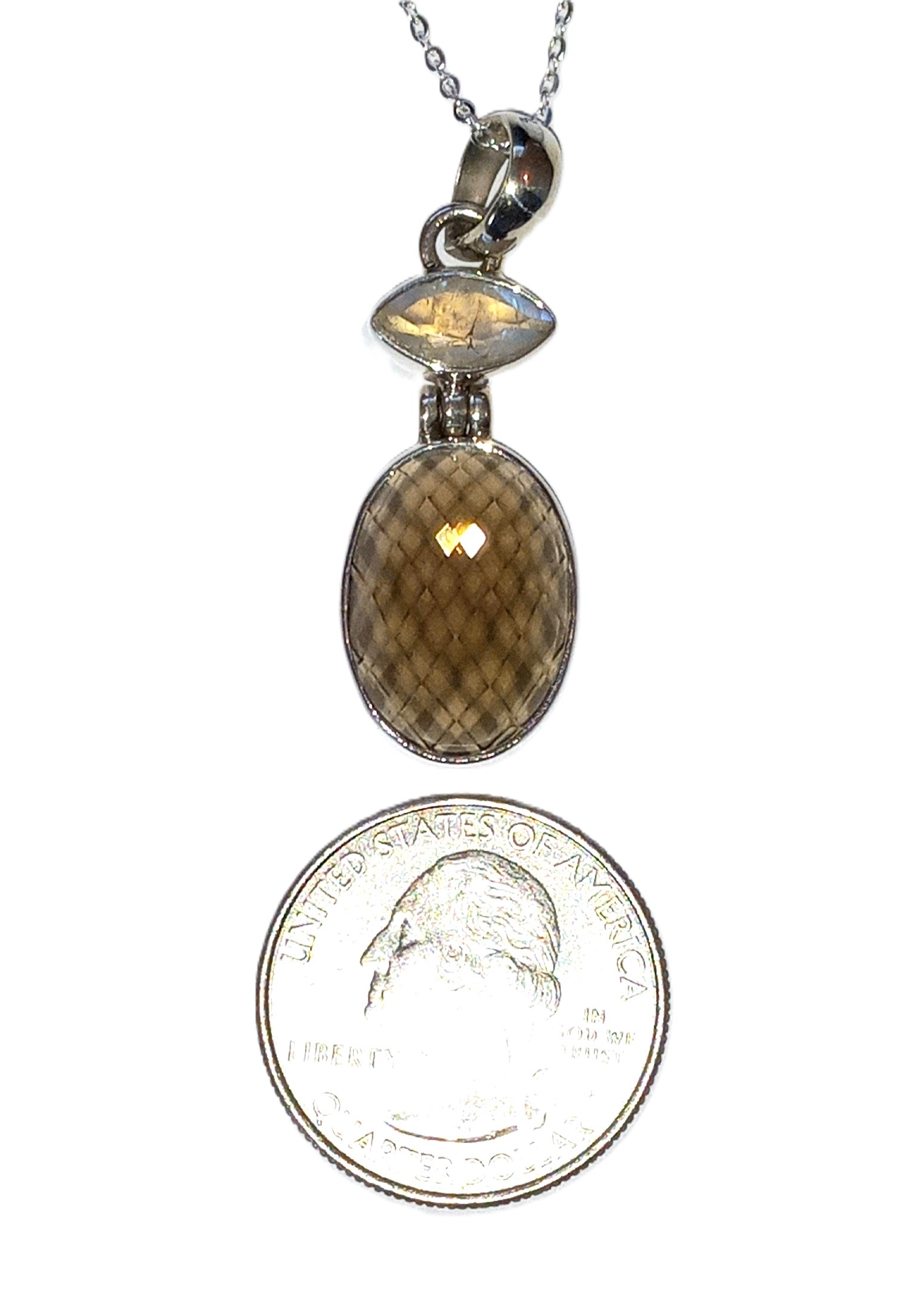 Smoky Agate & Rainbow Moonstone pendant.