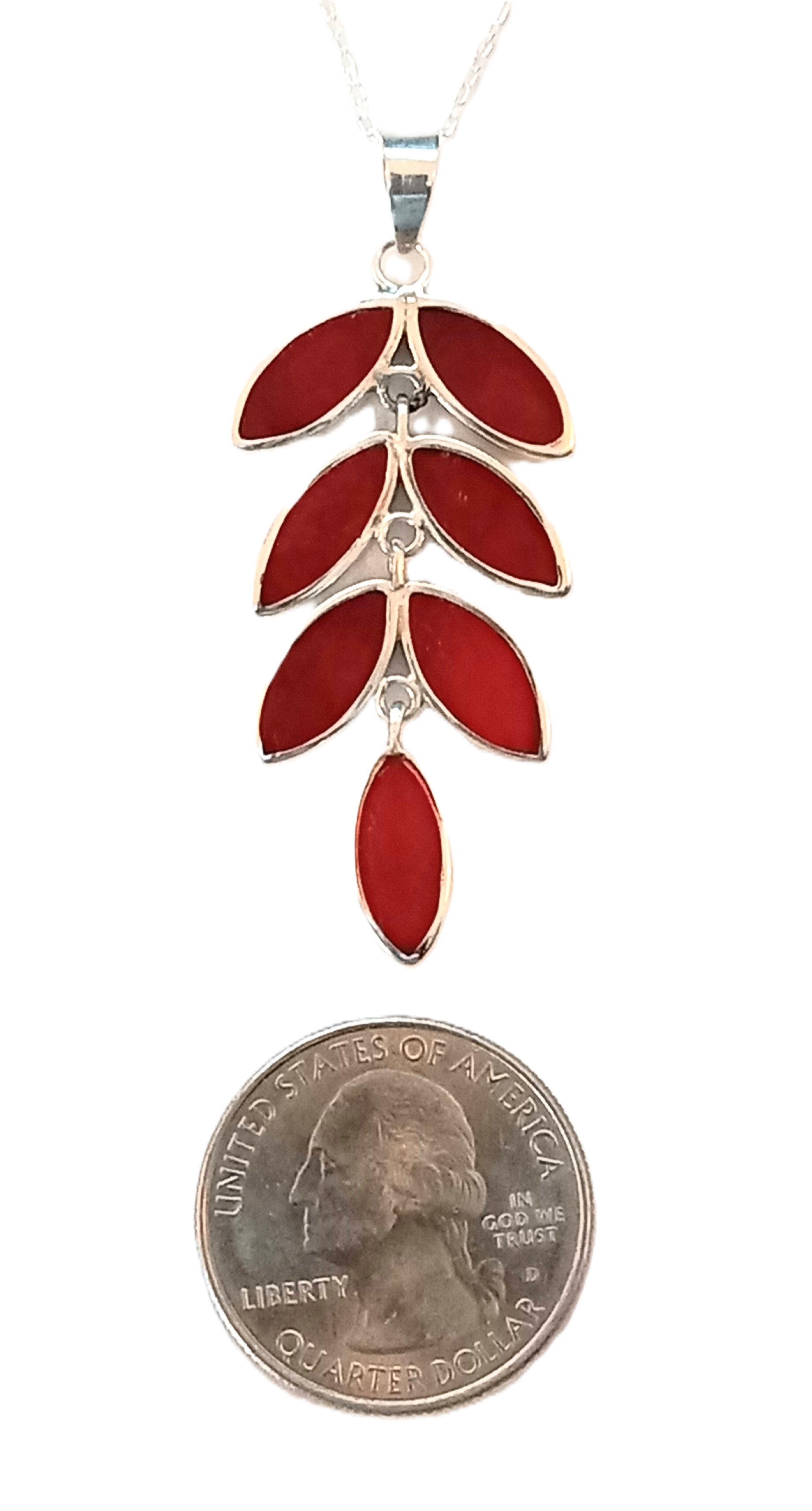 Coral pendant set in silver.