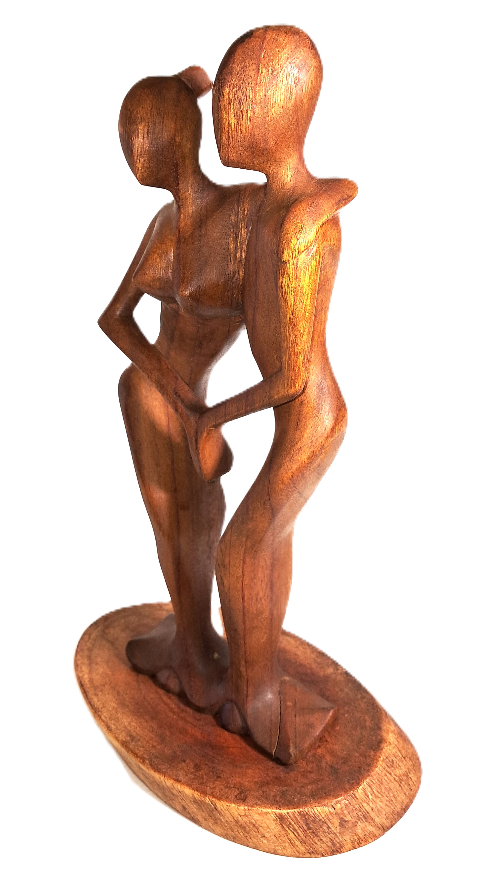 Couple dancing, wood sculpture.