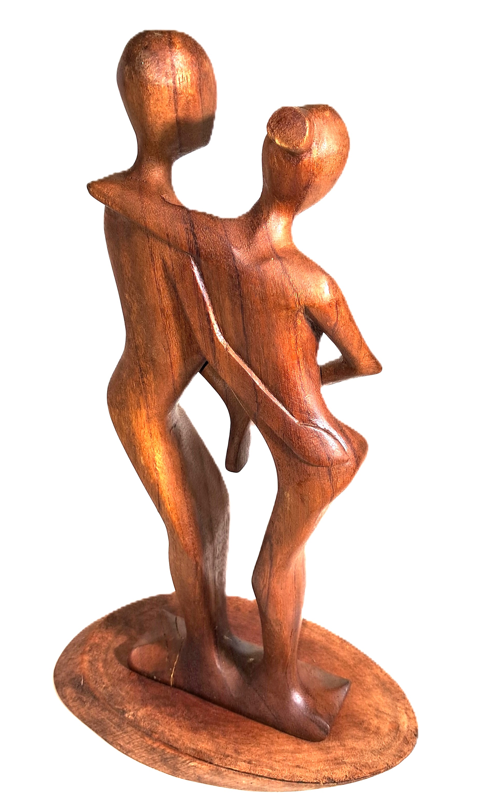 Couple dancing, wood sculpture.