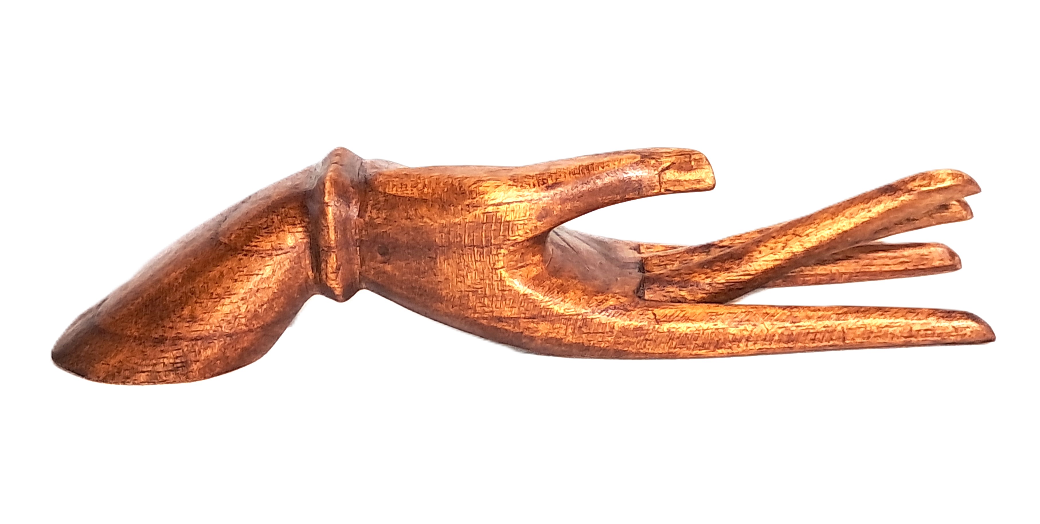 Hand laying down, ring holder, wood sculpture.