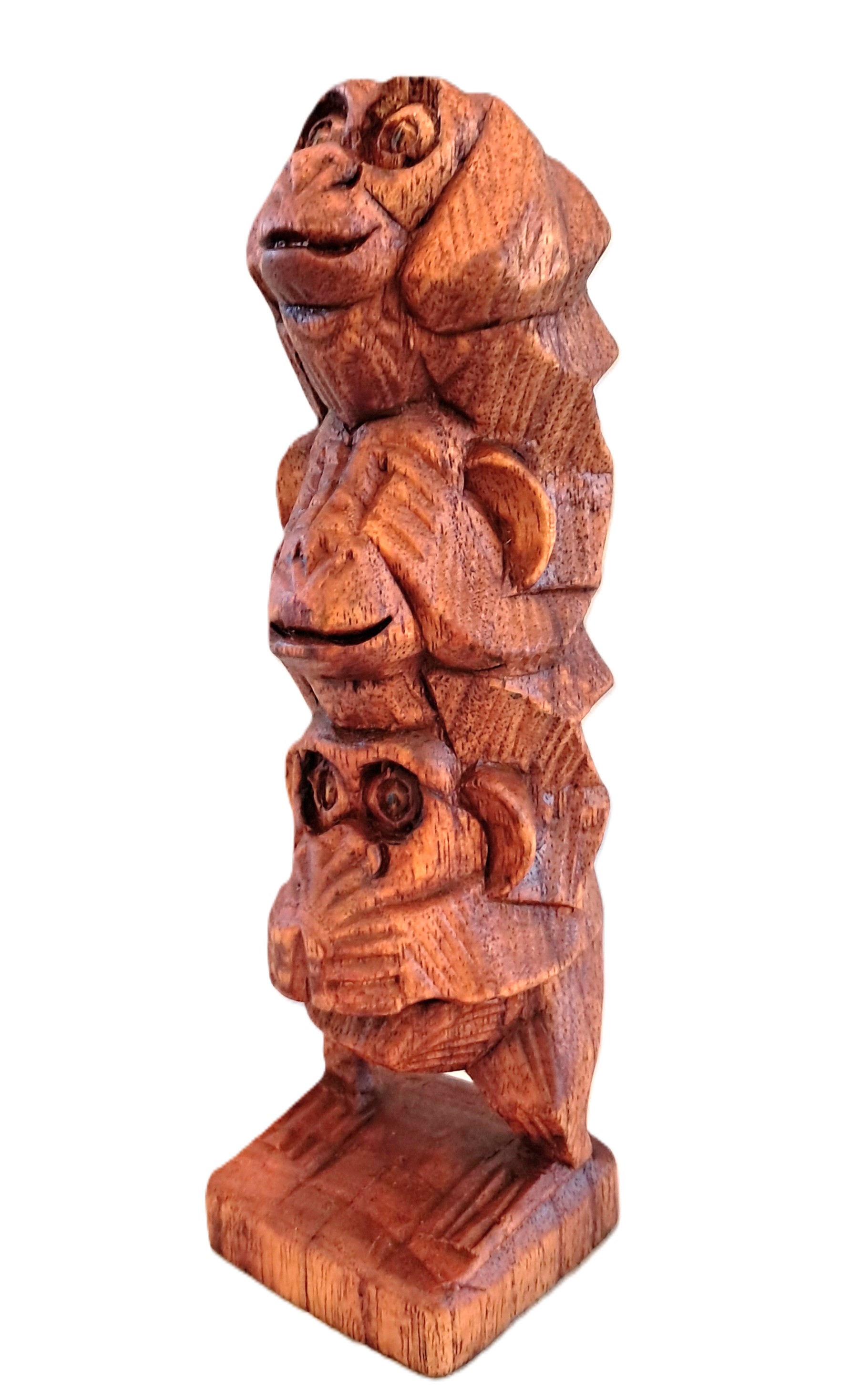 Monkey wood carving, see, hear, speak no evil (mnk3v)