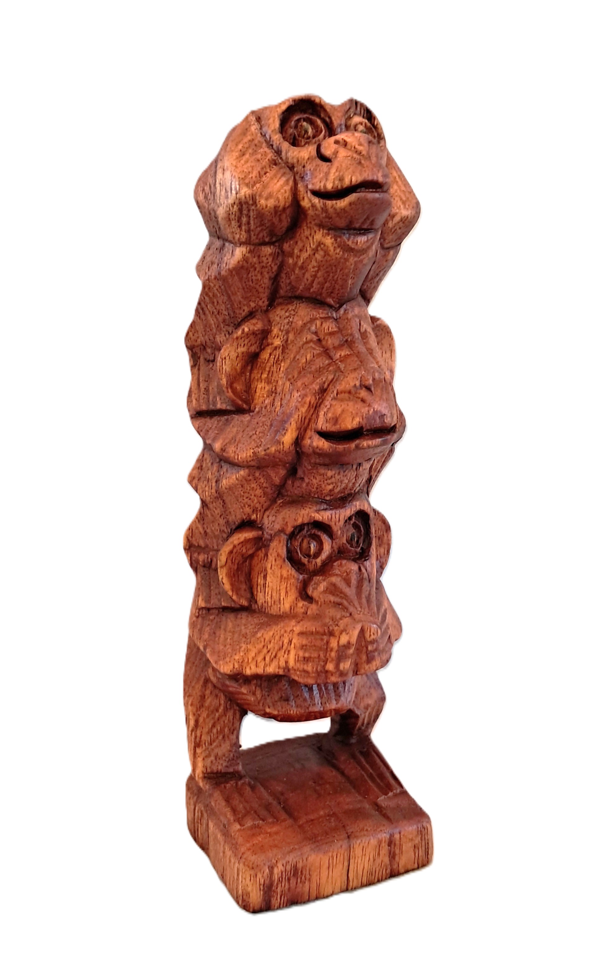 Monkey wood carving, see, hear, speak no evil (mnk3v)