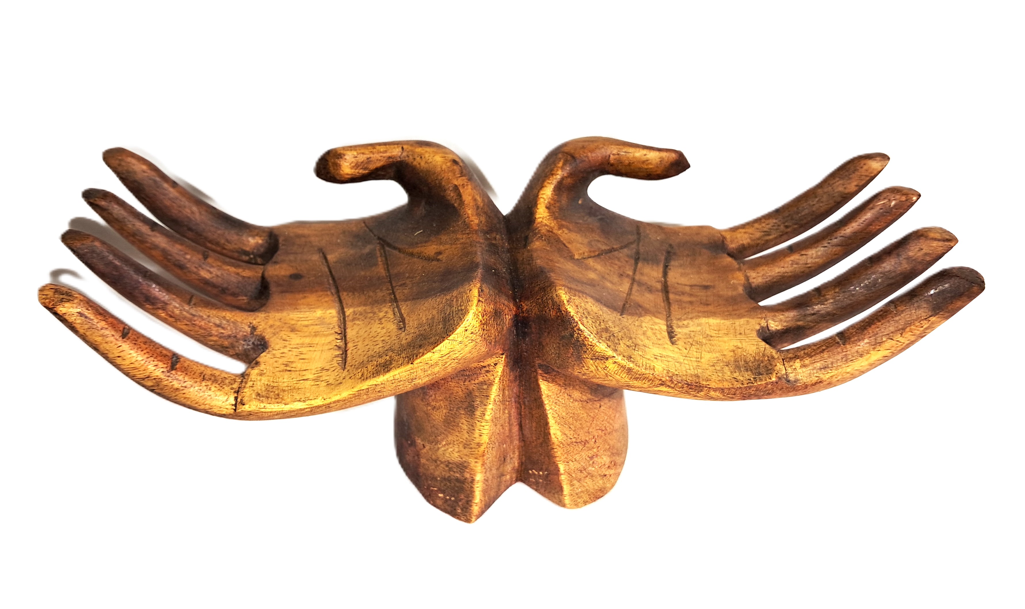 Hands ring holder, wood carving.