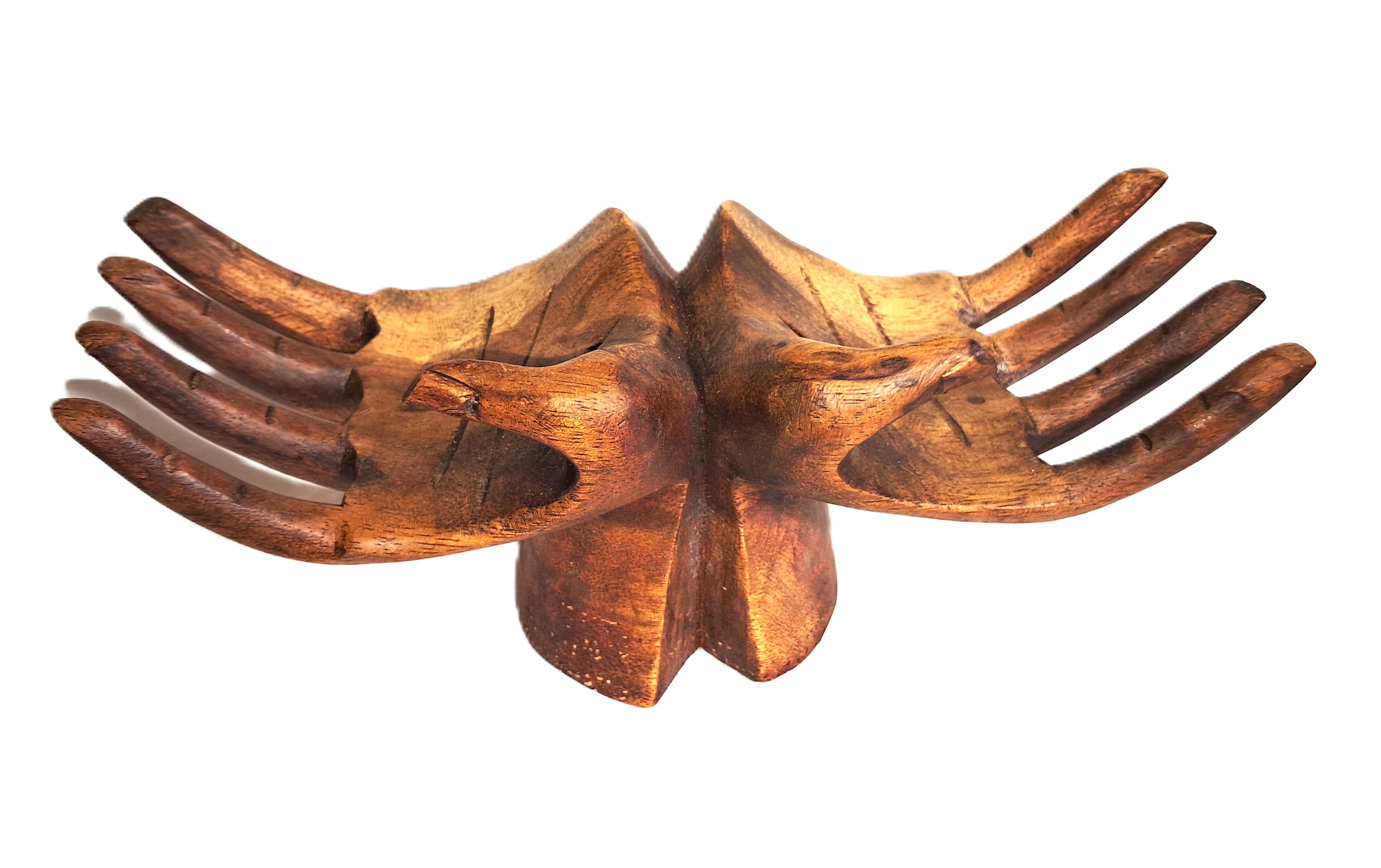 Hands ring holder, wood carving.