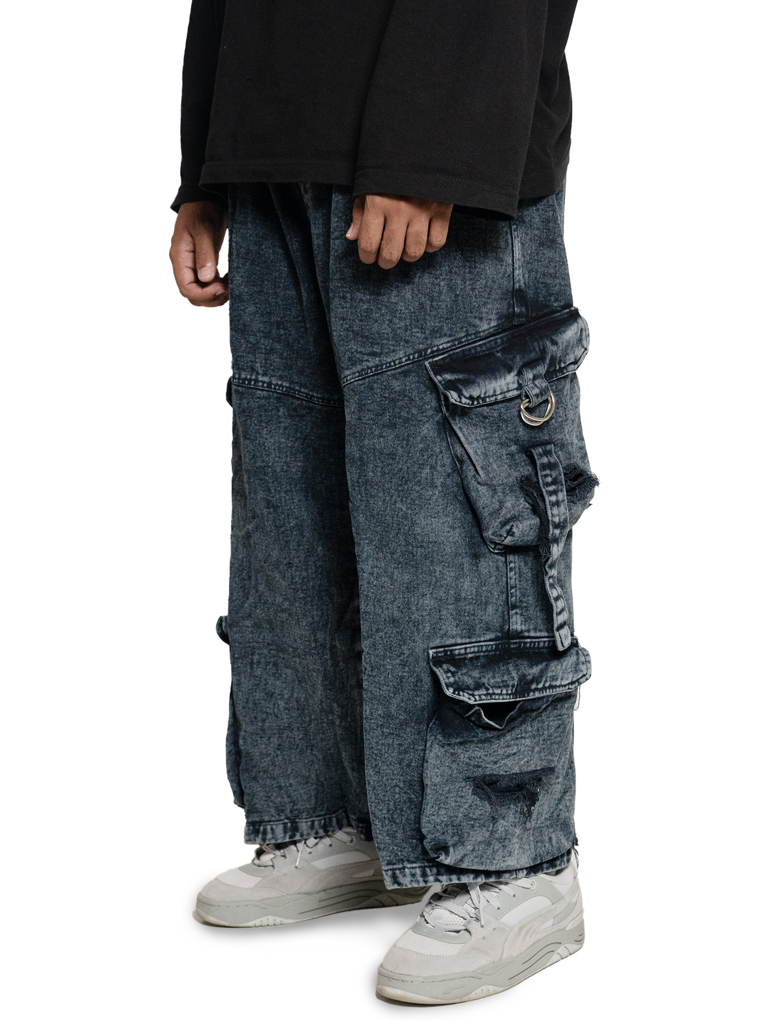Baggy Denim Cargo Pants