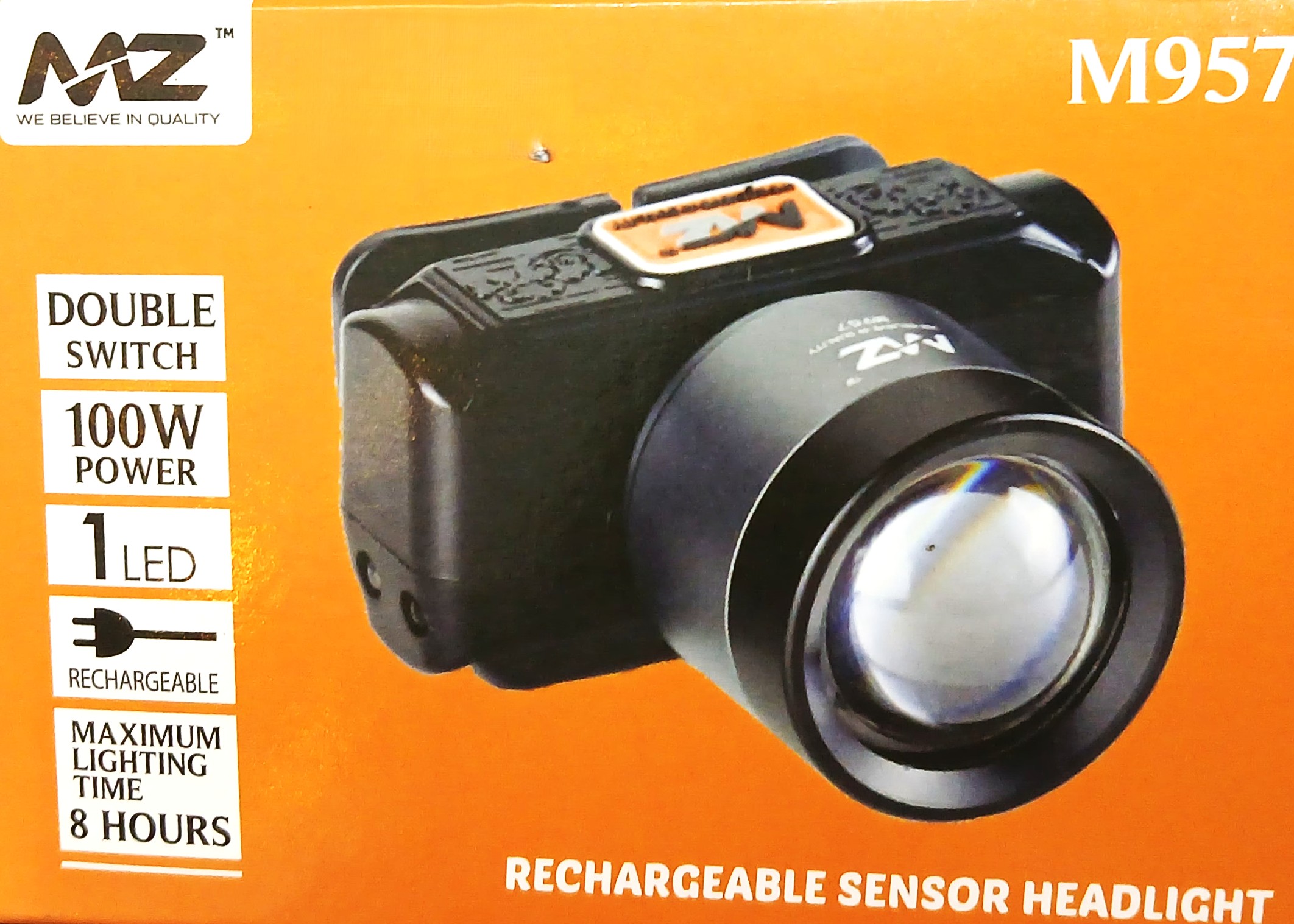 MZ RECHARGEABLE SENSOR HEADLIGHT M957 100W POWER