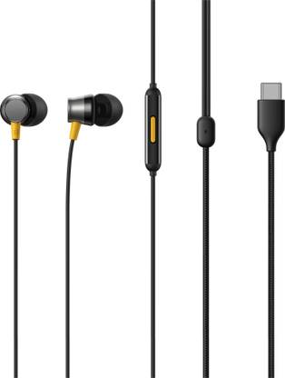 realme Buds 3 Wired Earphone with Type-C Jack, HD Microphone and Tangle-free Cable Wired (Black, In the Ear)