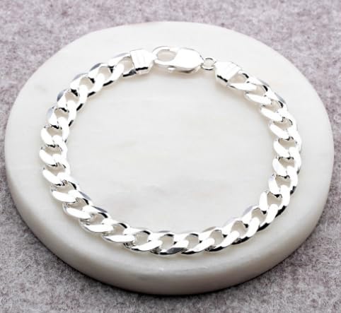 SWARN SILVER 925 Sterling Silver Curb Bracelet For Mens & Boys | Gift For Mens & Boys | With Certificate Of Authenticity