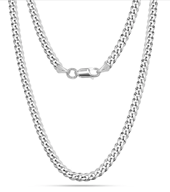 Silver Solid Italian Necklace Chain For Cuban Link Curb Chain  (20 Inch) By Swarn Jewels
