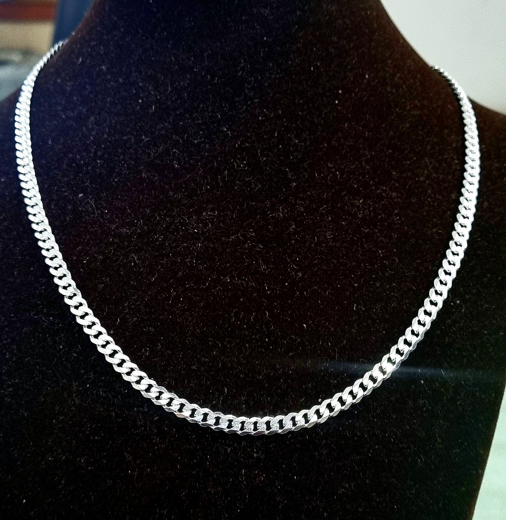 Silver Solid Italian Necklace Chain For Cuban Link Curb Chain  (20 Inch) By Swarn Jewels