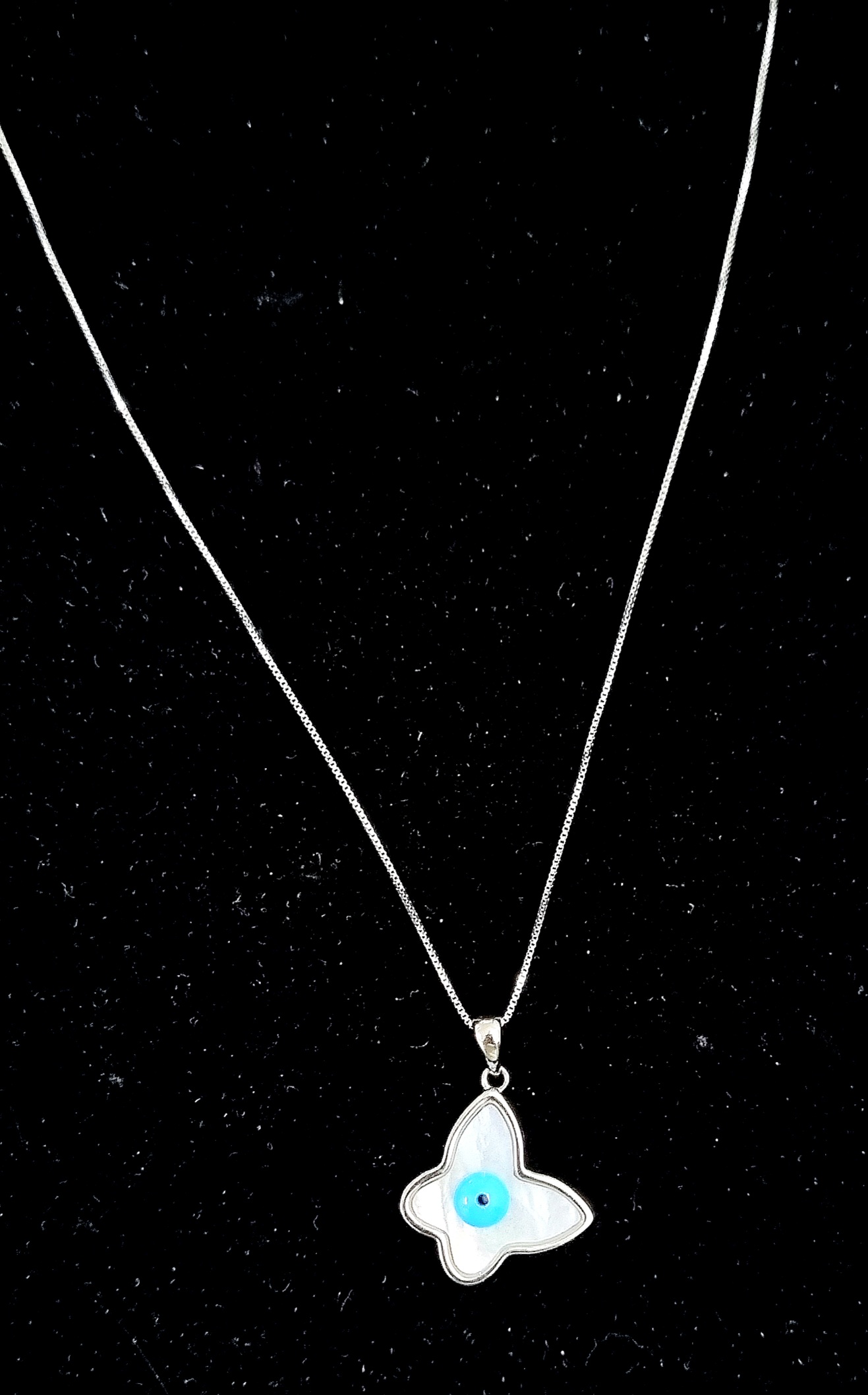  925 Sterling Silver Evil Eye Pendant Necklace With Chain with cubic zirconia and mother of pearl . Gift For Girls . With Certificate Of Authenticity