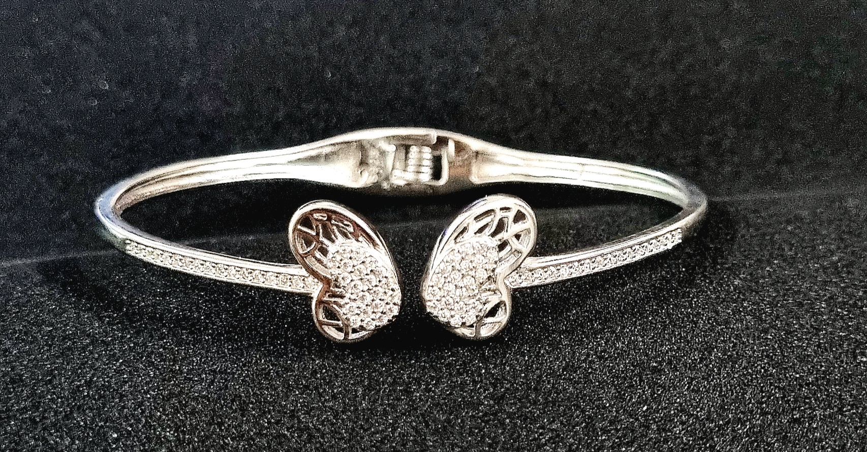 925 Sterling Silver Adjustable Butterfly Cubic Zirconia Bangle Bracelet For Girls/Women to Gift With Certificate of Authenticity