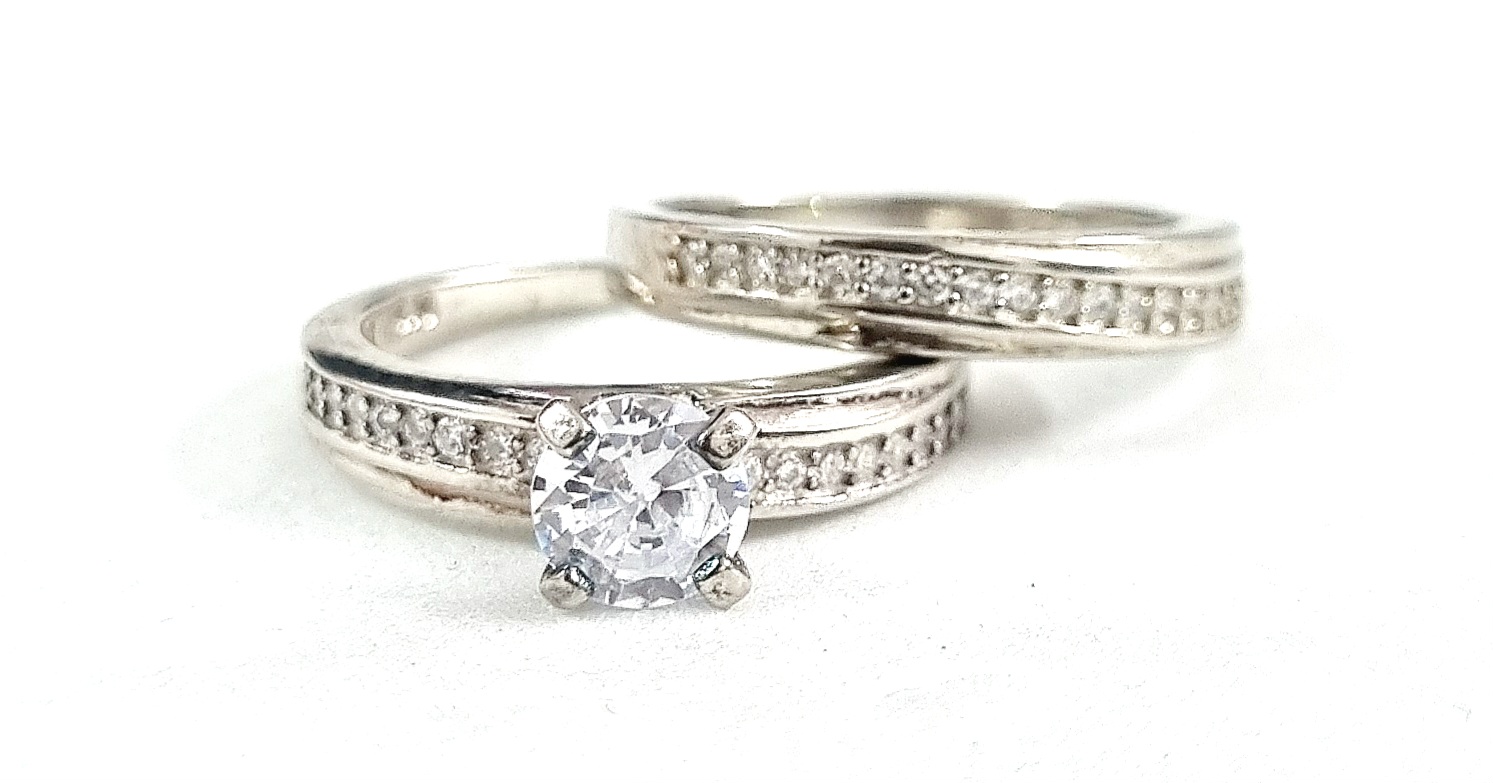 925 Sterling Silver 2 Rings (Solitaire & Simple) Ring, Gift For Girls, With Certificate of Authenticity