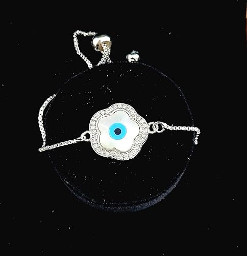 925 Sterling Silver Adjustable Star Evil Eye Nazariya Bracelet For Girls/Women to Gift With Certificate of Authenticity
