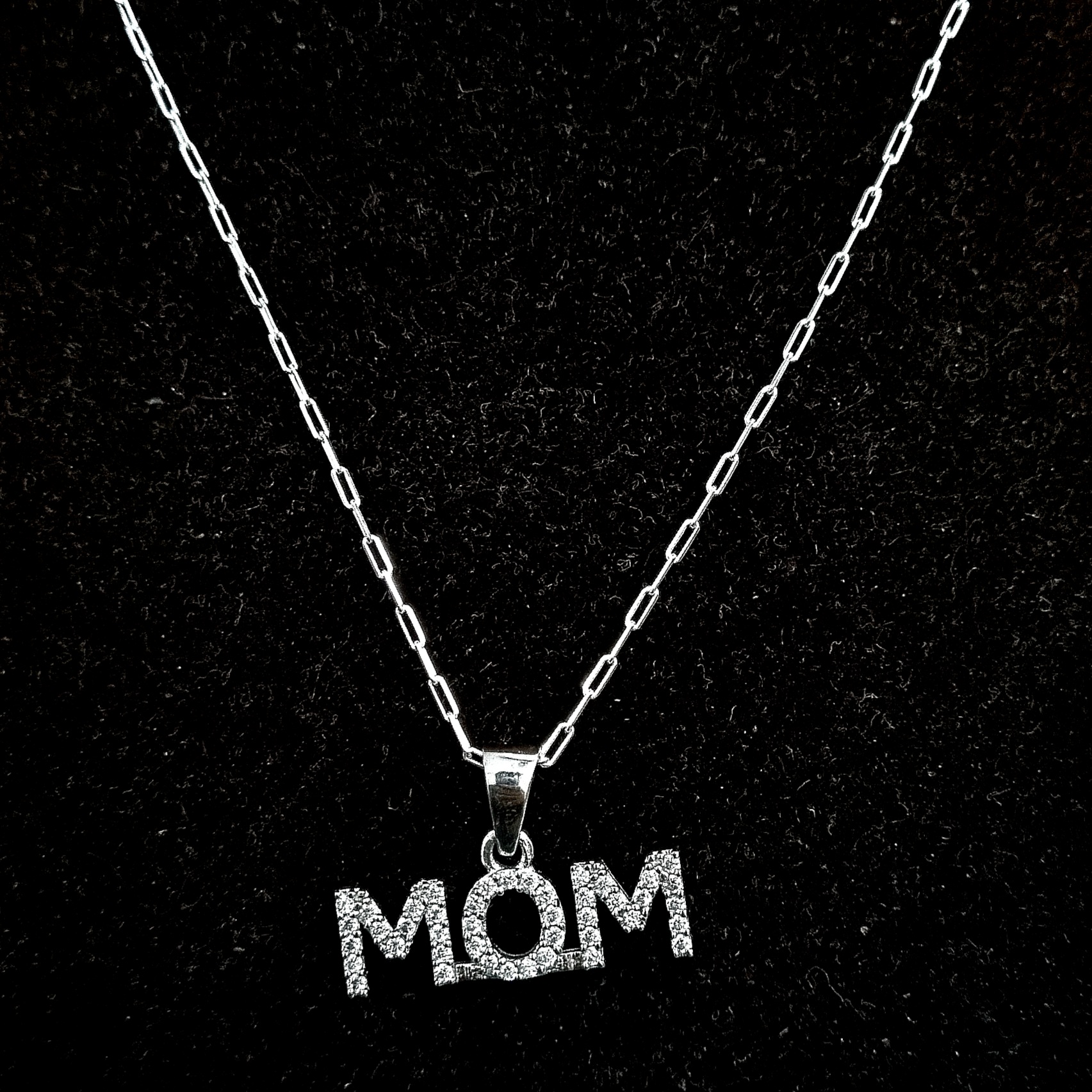 925 Sterling Silver MOM Letter Name Pendant Chain Necklace for girls | Gift For Girls | With Certificate Of Authenticity