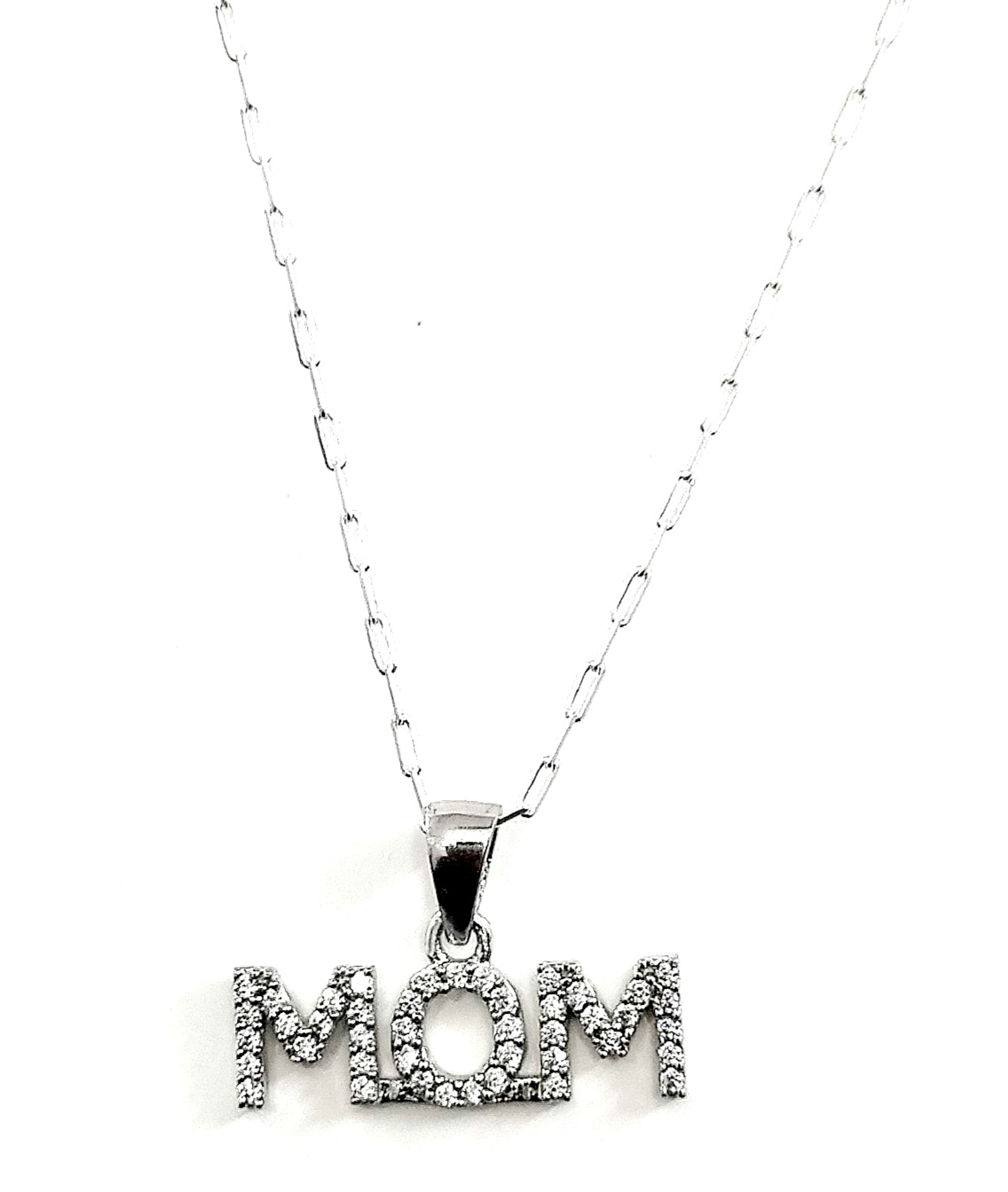 925 Sterling Silver MOM Letter Name Pendant Chain Necklace for girls | Gift For Girls | With Certificate Of Authenticity