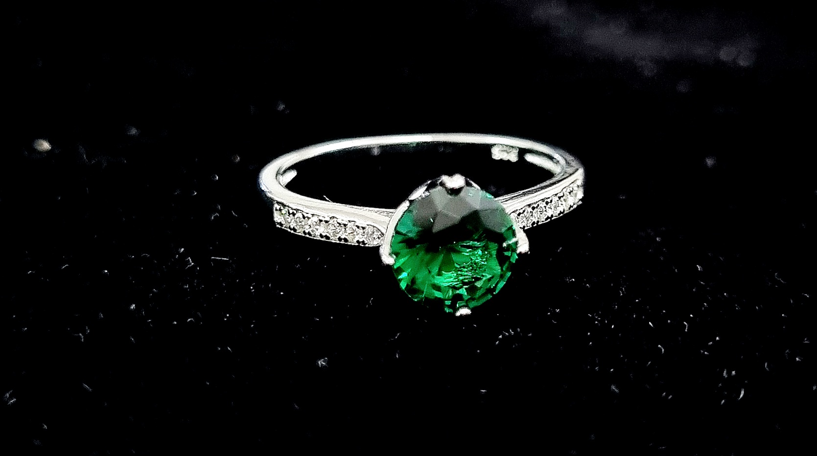 925 Sterling Silver Green Stone Ring, Gift For Girls, With Certificate of Authenticity