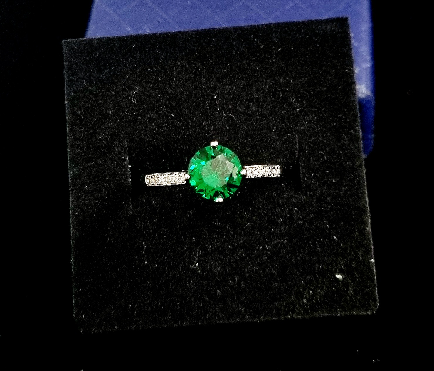  925 Sterling Silver Green Stone Ring, Gift For Girls, With Certificate of Authenticity