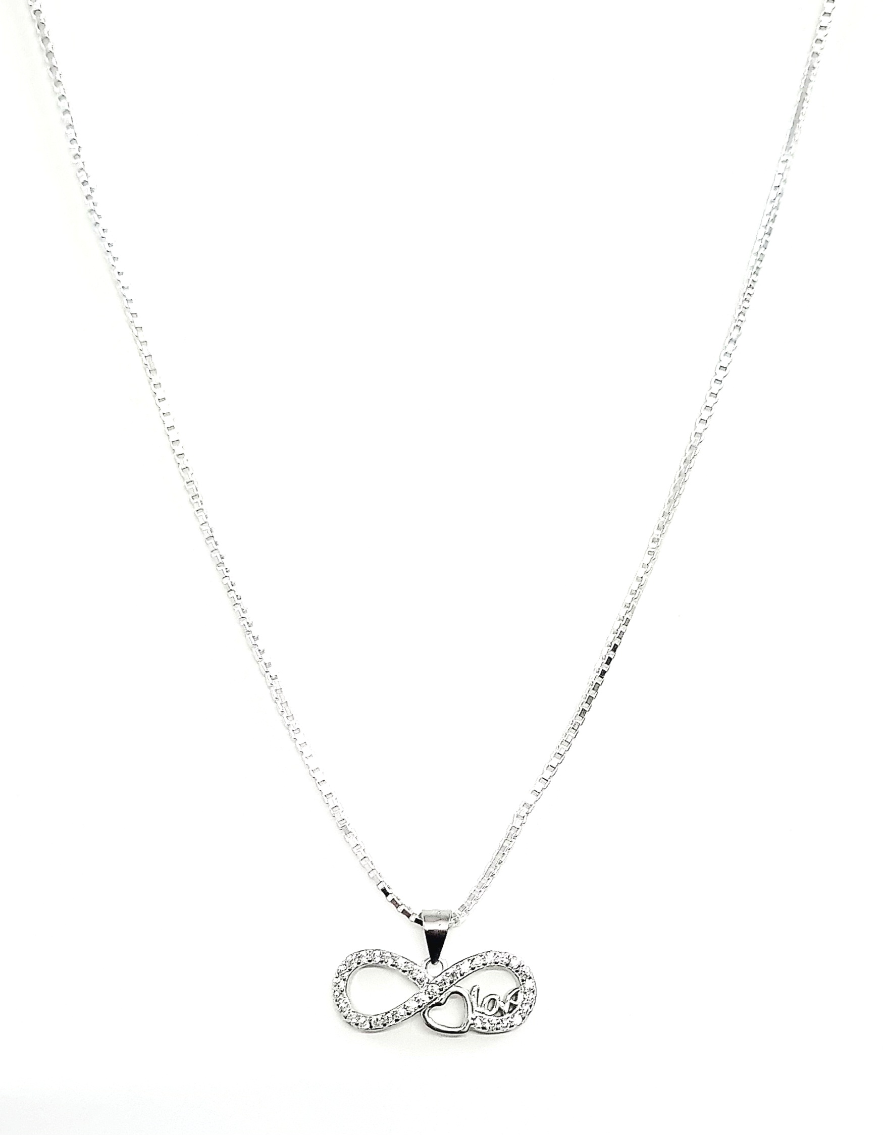 925 Sterling Silver Infinity Necklace Pendant With Chain With Cubic Zirconia Gift For Girls With Certificate Of Authenticity