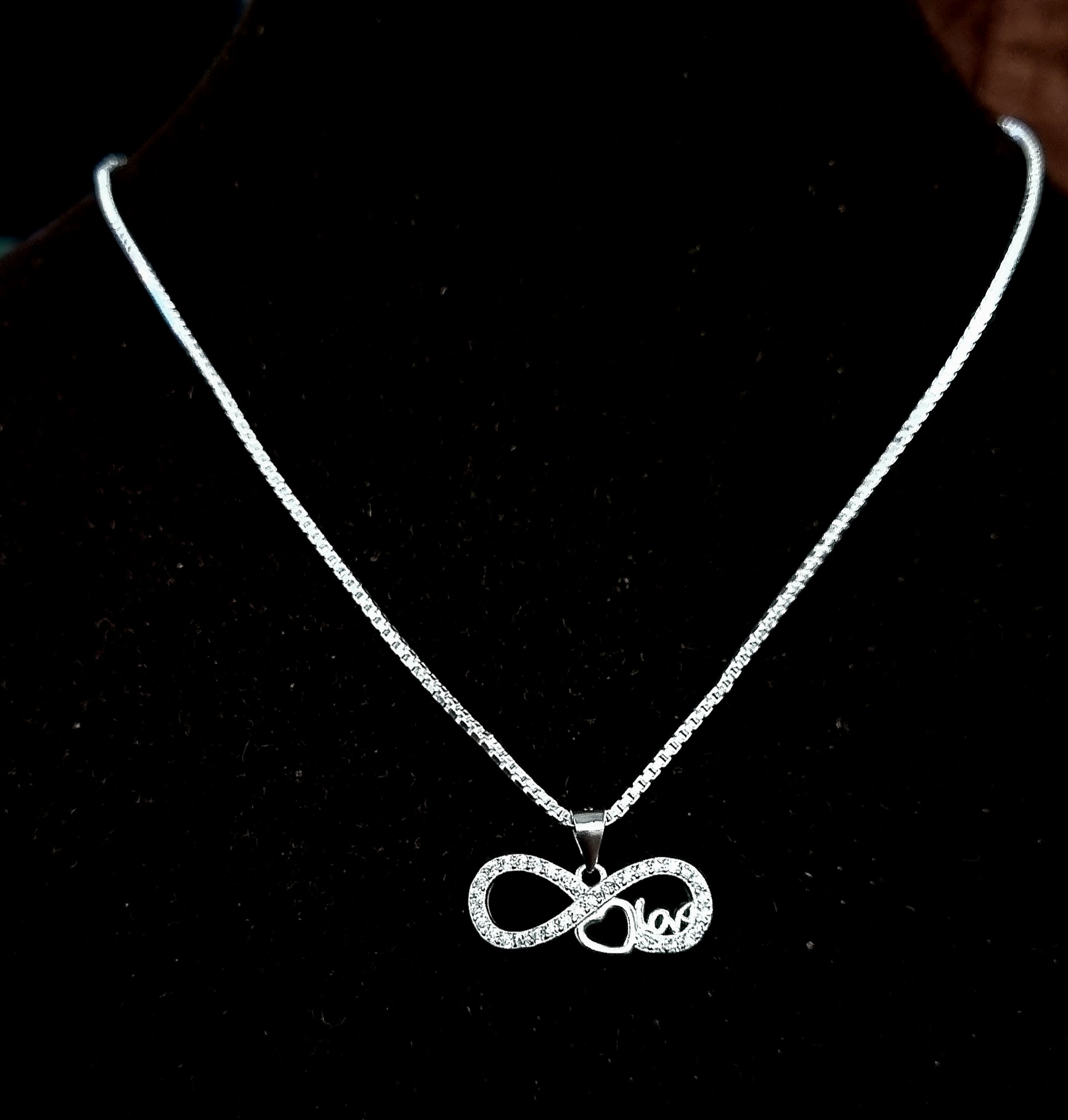 925 Sterling Silver Infinity Necklace Pendant With Chain With Cubic Zirconia Gift For Girls With Certificate Of Authenticity