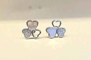 925 Sterling Silver Heart Clover Earrings