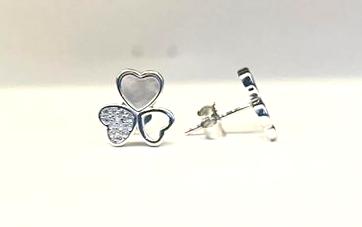 925 Sterling Silver Heart Clover Earrings